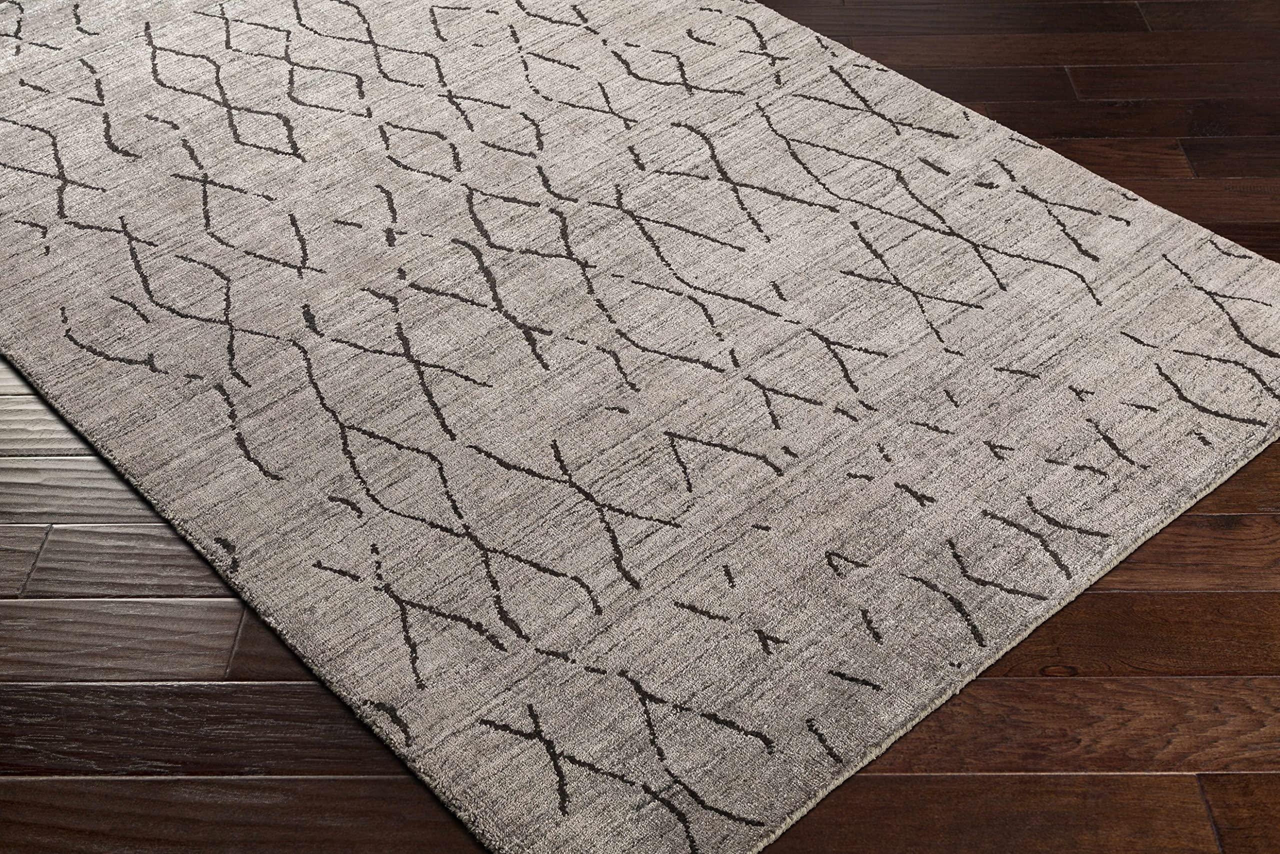 Bohemian Transitional Area Rug for Living Room & Bedroom - 2' x 3' Black Charcoal Gray Handmade Hauteloom Tomakin Rug - Perfect for Cozy Home Decor & Boho Chic Style