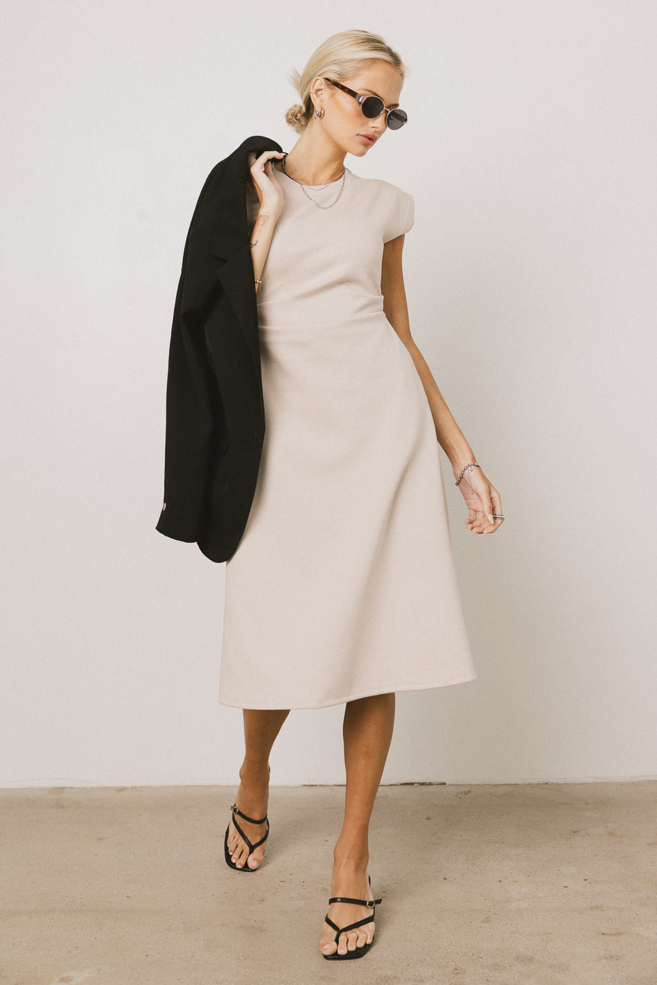 Kyra Midi Dress for Women - Khaki Casual Flowy Summer Dress | Perfect for Beach, Vacation & Everyday Wear