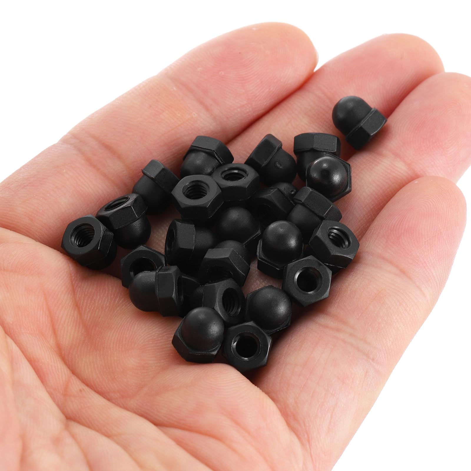 uxcell 25Pcs M4x0.7 Black Nylon Acorn Cap Nuts - Dome Head Cover Nuts for Bolt Protection | Ideal for DIY Projects, Furniture Assembly & Automotive Repairs