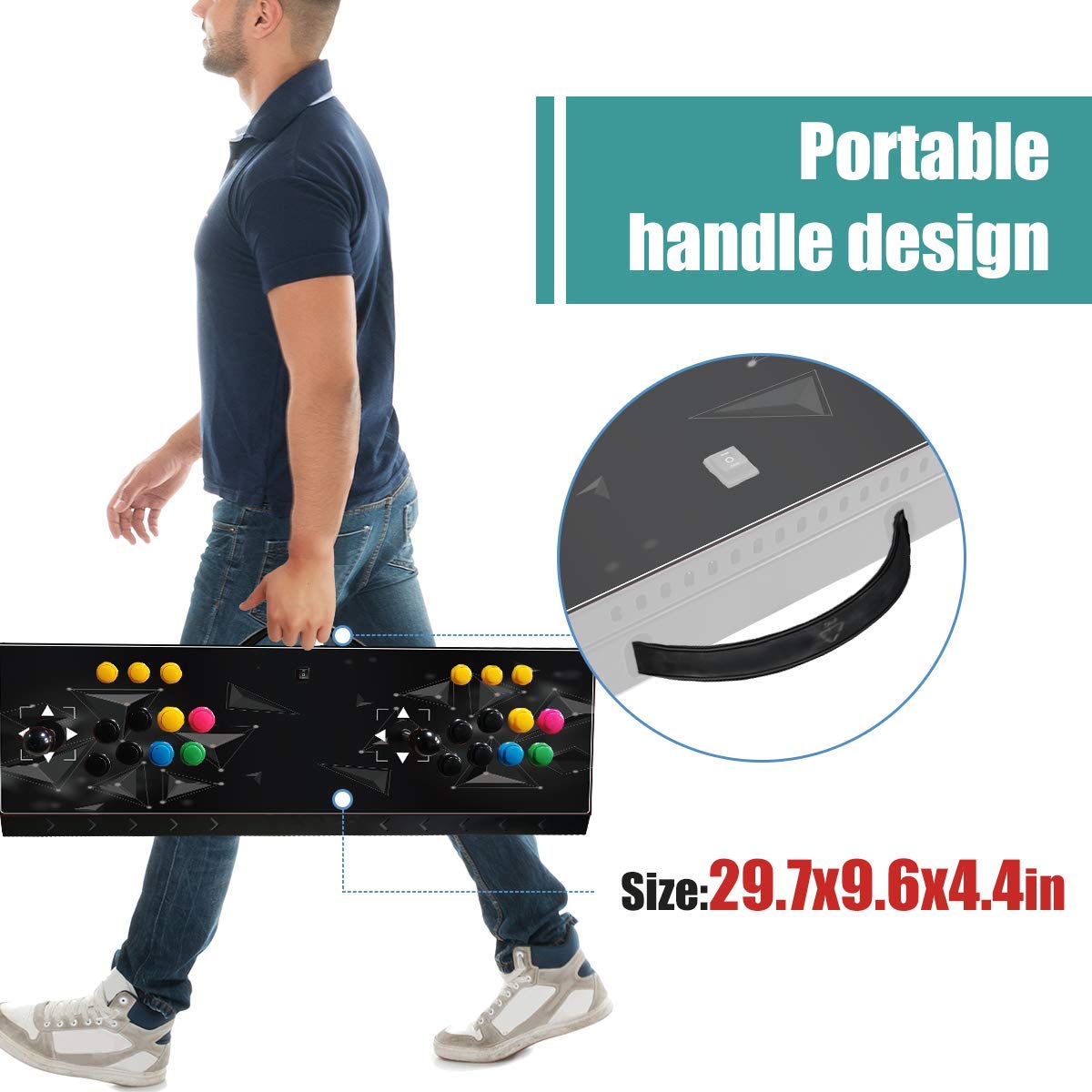 DOYO 2 Player Arcade Game Console - Fighting Stick for NEOGEO Mini, PC, PS Classic, Nintendo Switch, PS3, Android & Raspberry Pi | Perfect for Home Gaming & Retro Arcade Battles (Black)