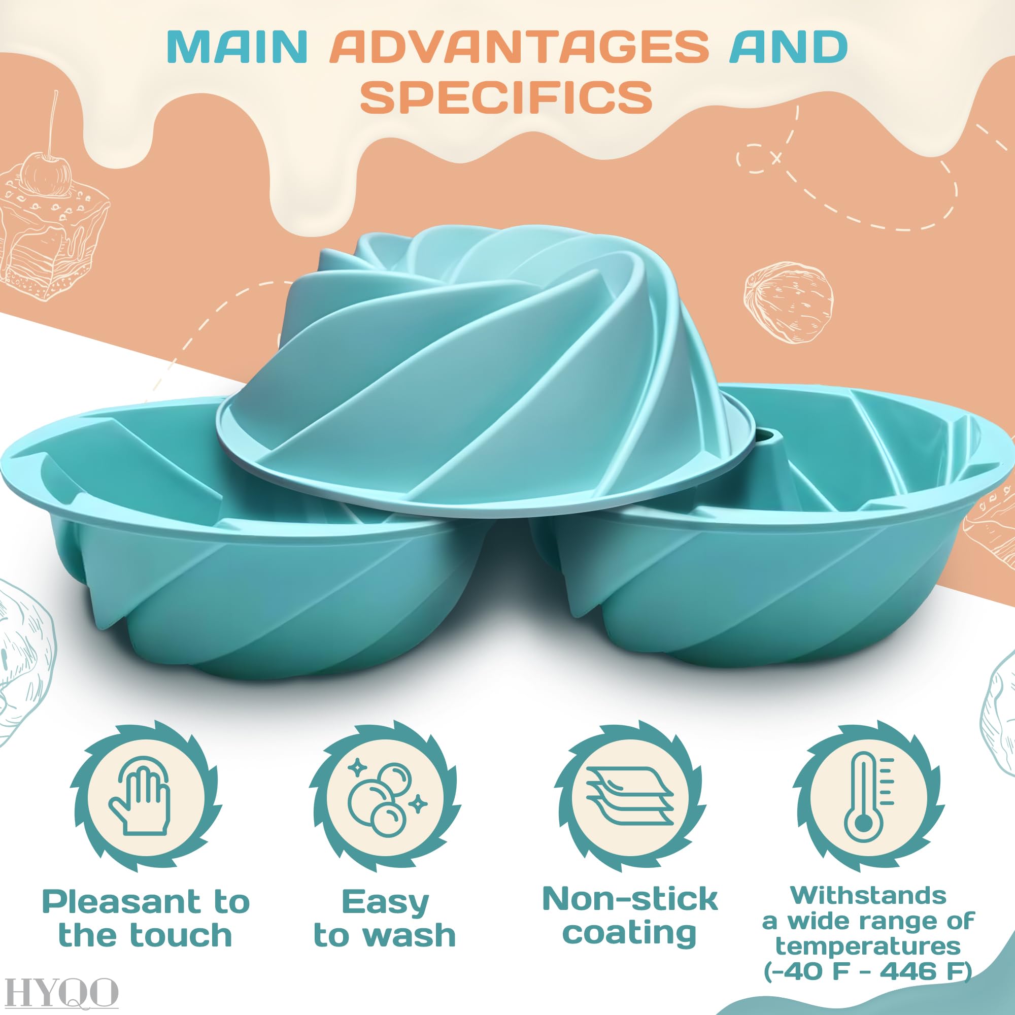 Non-Stick Silicone Bundt Cake Pan - 10 Inch Round Baking Mold for Homemade Cakes, Bread & Muffins | Dishwasher Safe & Heat Resistant | Perfect for Birthday Parties, Holiday Baking & Family Gatherings