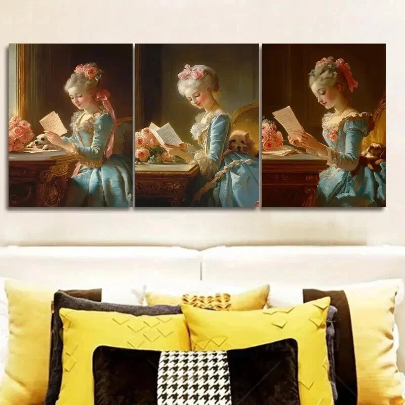 3-Piece Afternoon Time Girl Wall Art Set - Framed Canvas Prints 50x70cm - High Quality Australian Made - Ready to Hang - Perfect for Living Room, Bedroom & Office Decor