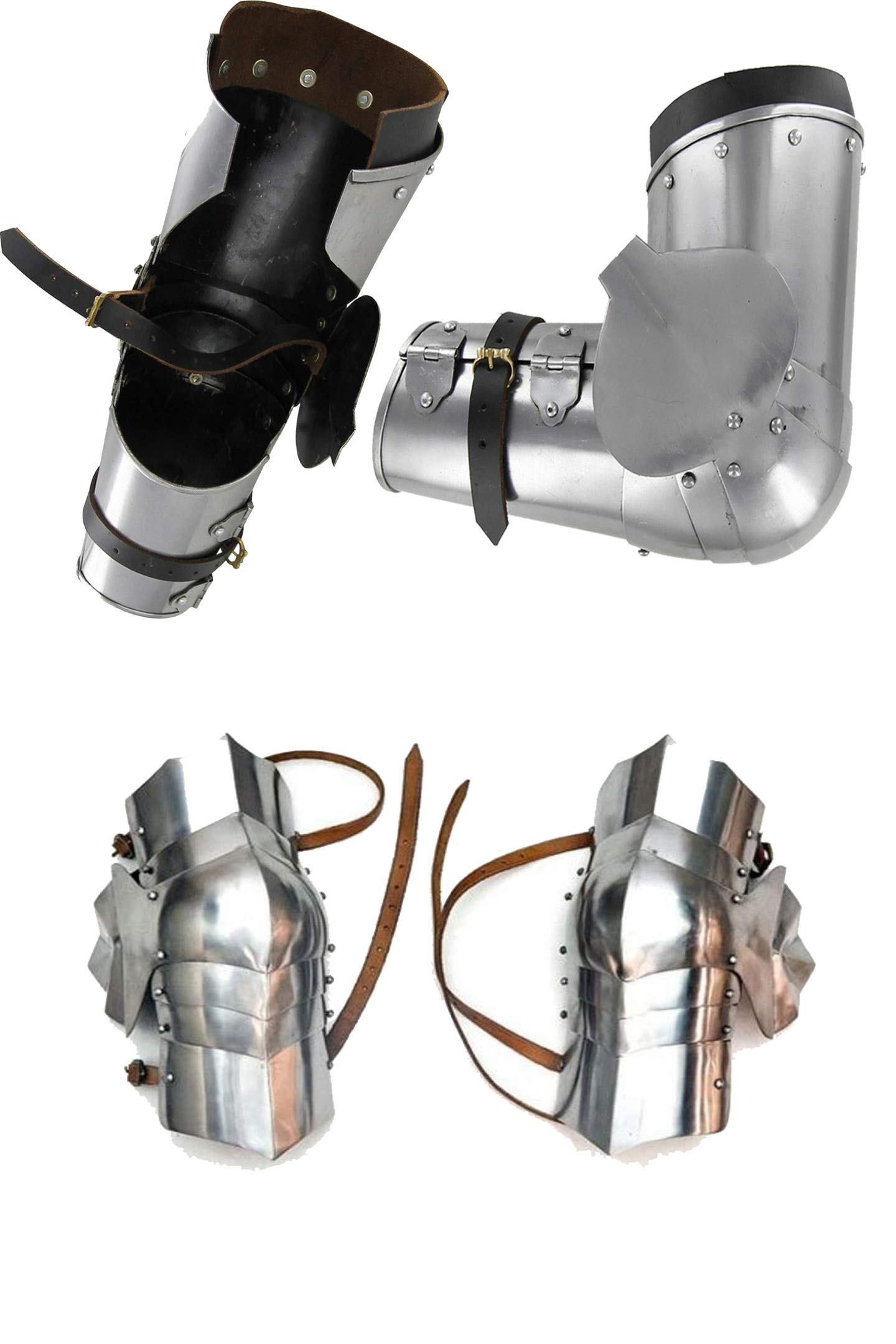 THOR INSTRUMENTS Medieval Armor Set - Metal Arm Bracers with Greaves Leg Guards for Men | Viking Cosplay, LARP, Renaissance Faire, Halloween Costume & Rustic Home Decor | Perfect Gift for History Enthusiasts