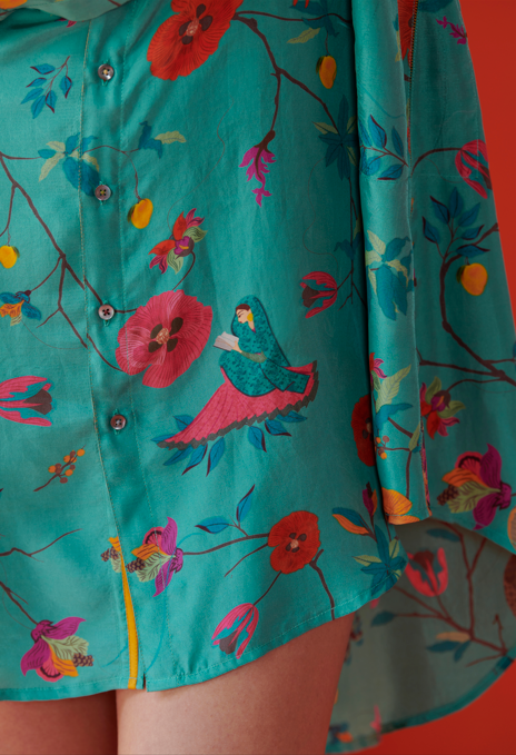 Premium Silk Shirt for Men - Udaan Aqua Blue - Elegant & Comfortable for Business, Casual & Special Occasions