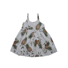 Hawaiian Pineapple Print Bungee Dress for Girls - Tropical Summer Beach Party & Vacation Outfit