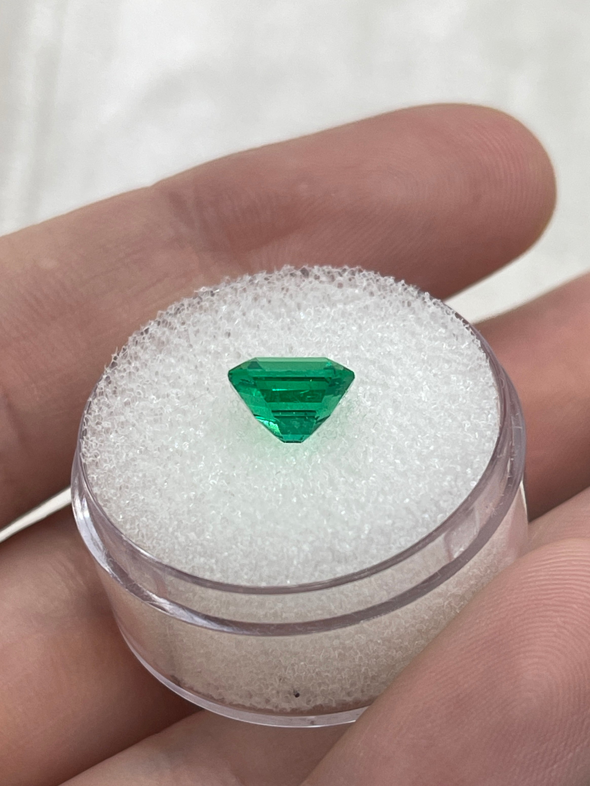 1.82 Carat 8x7mm Vivid Yellowish Green Colombian Emerald - Loose Gemstone for Jewelry Making, Engagement Rings & Collector's Items