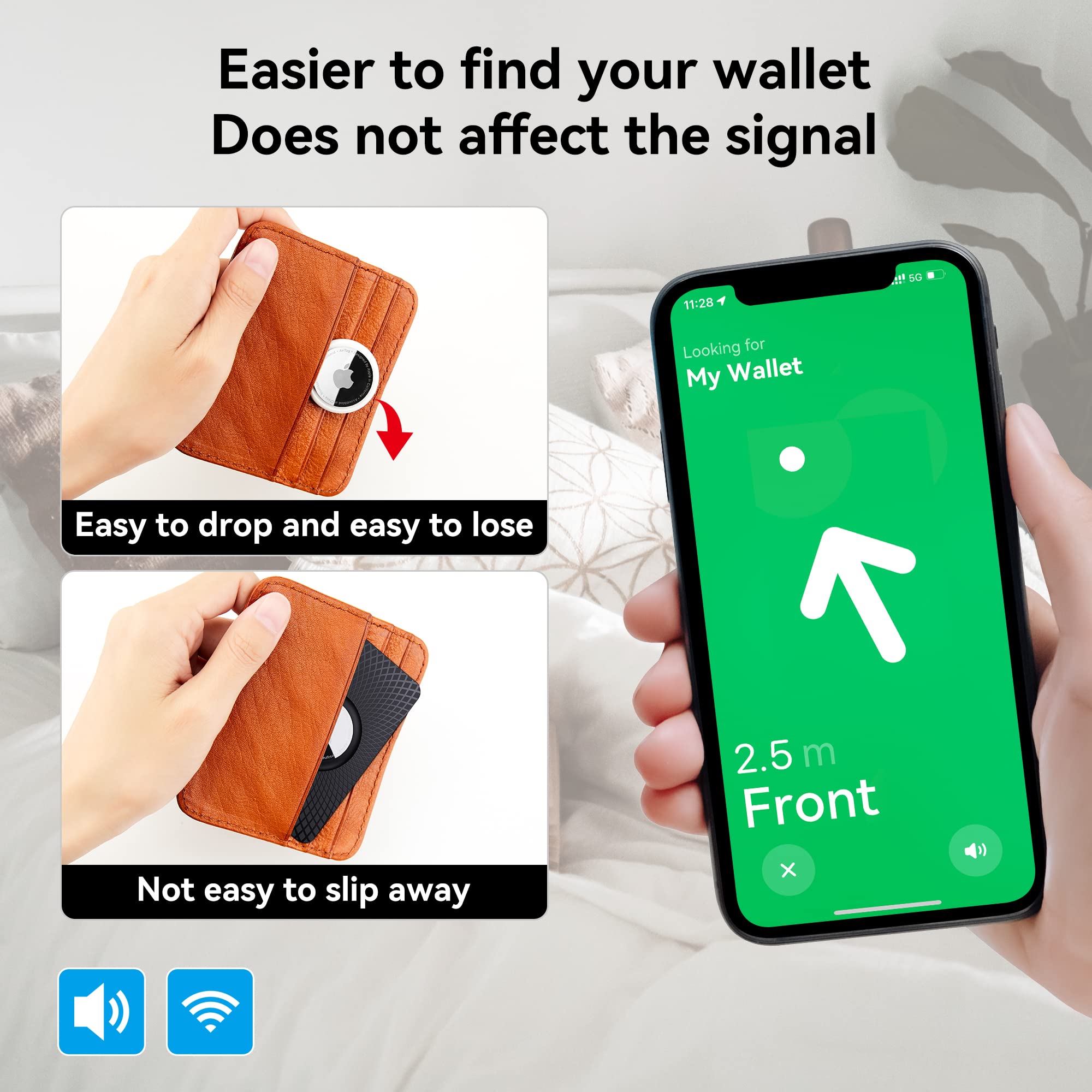 2 Pack Ultra Thin Apple AirTag Wallet Holder - Slim Card Case for AirTag, Perfect for Purse, Handbag, Backpack & Clutch Bag | Secure Your Essentials On-The-Go