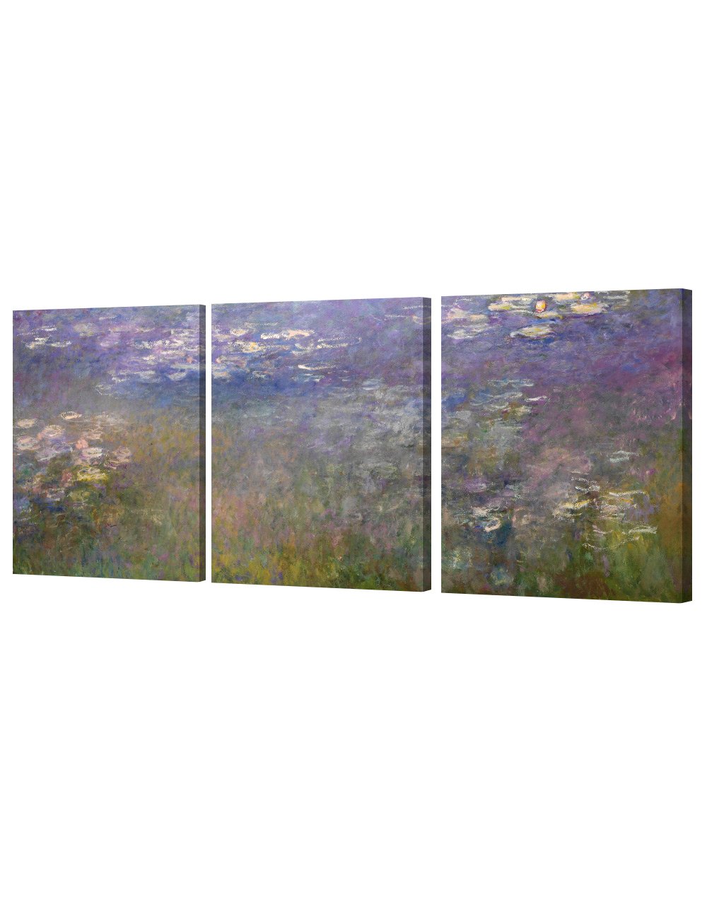 DECORARTS - Monet Water Lilies 1914 in Giverny Triptych Oil Painting Reproduction - Giclee Print on Acid-Free Cotton Canvas - Set of 3 Wall Art Panels (20x24 Inches Each) - Home Decor, Living Room, Bedroom, Office Wall Art