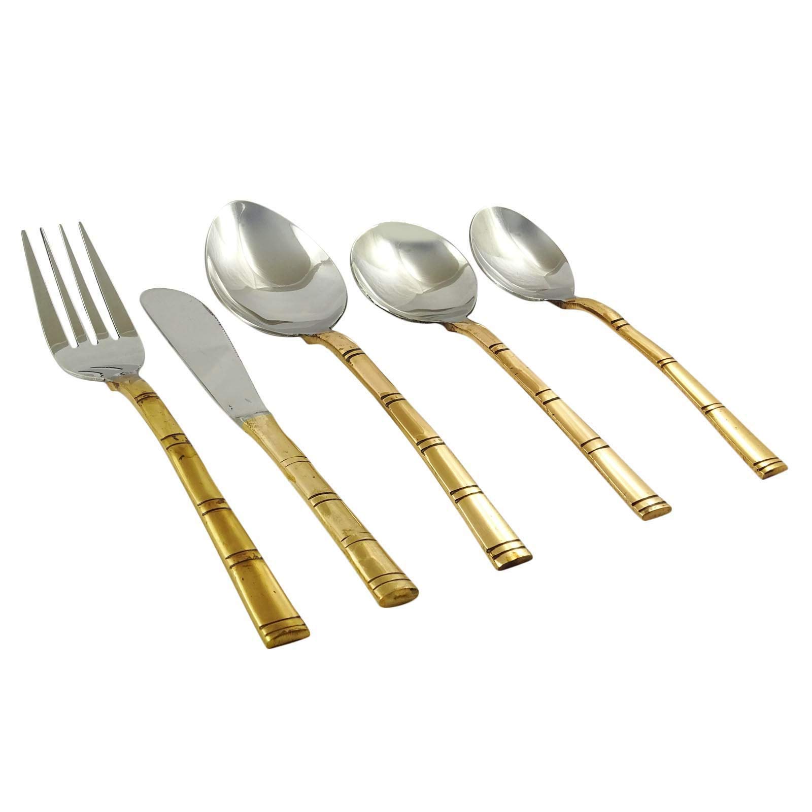Handmade Traditional Indian Copper Serving Spoon & Fork Set - Elegant Kitchen Cutlery for Indian Cuisine, Dinner Parties & Home Decor