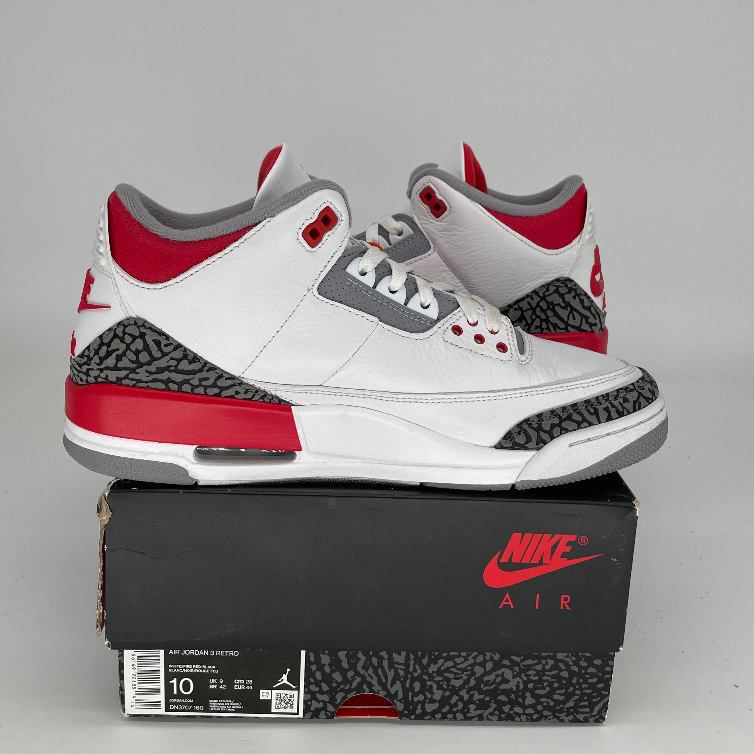 AIR JORDAN 3 Retro Fire Red Men's Basketball Shoes Size 10 - DN3707-160 | Authentic Sneakers for Streetwear & Basketball Games