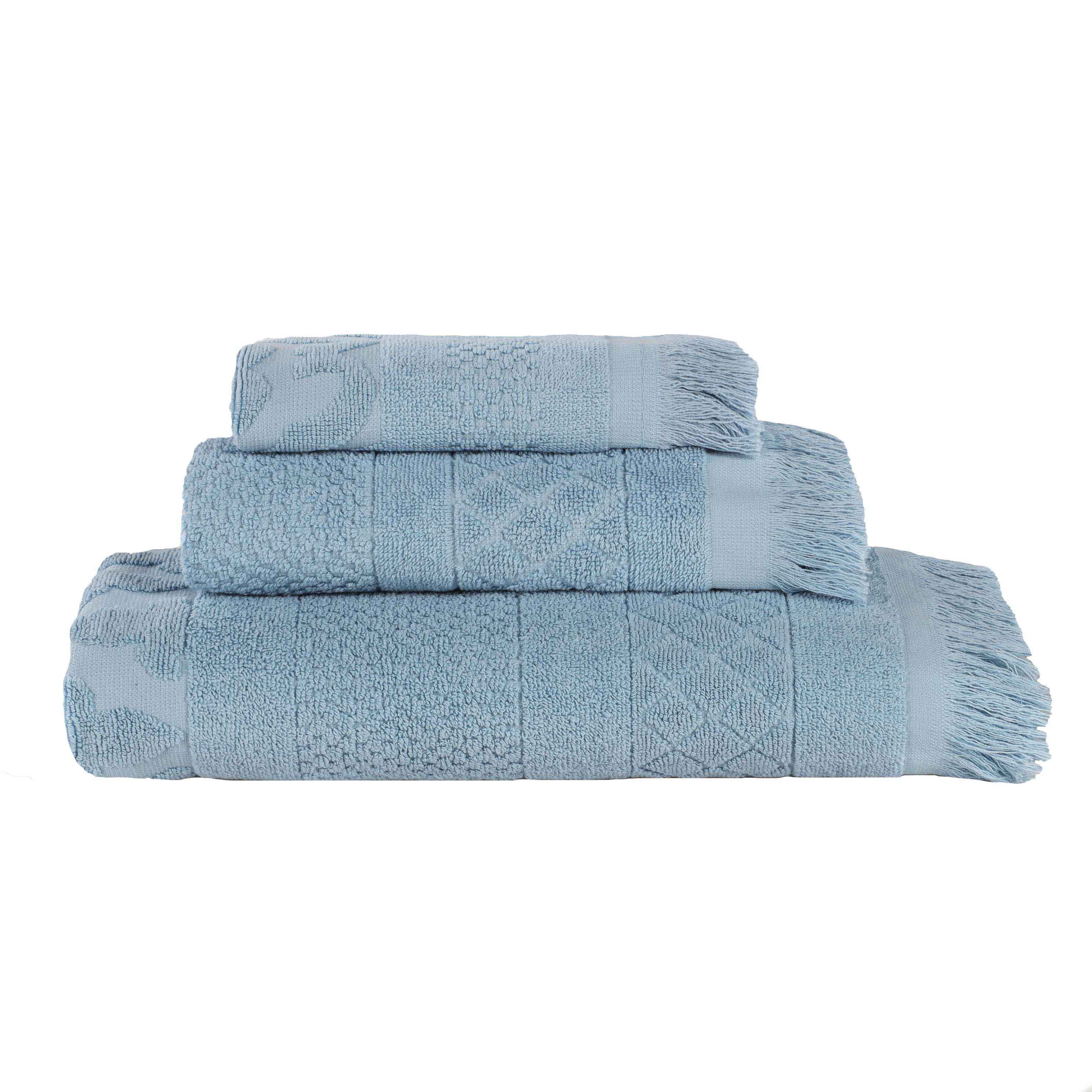 Premium Rolla Cotton Geometric Jacquard Plush Towel Set - Ultra Soft & Highly Absorbent 3-Piece Bath Towel Collection for Spa, Bathroom & Luxury Home Decor