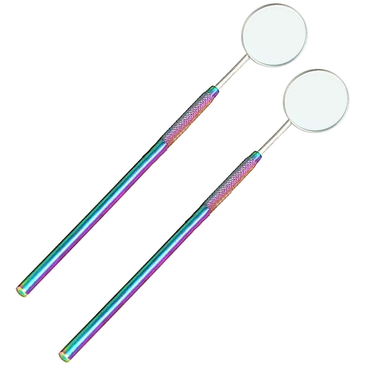 2Pcs Rainbow Color Makeup Mirror for Eyelash Extensions & Dental Tools - Small Detail Inspection Mirror for Lash Techs, Dentists & Beauty Professionals - Perfect for Salon, Spa & Home Makeup Stations