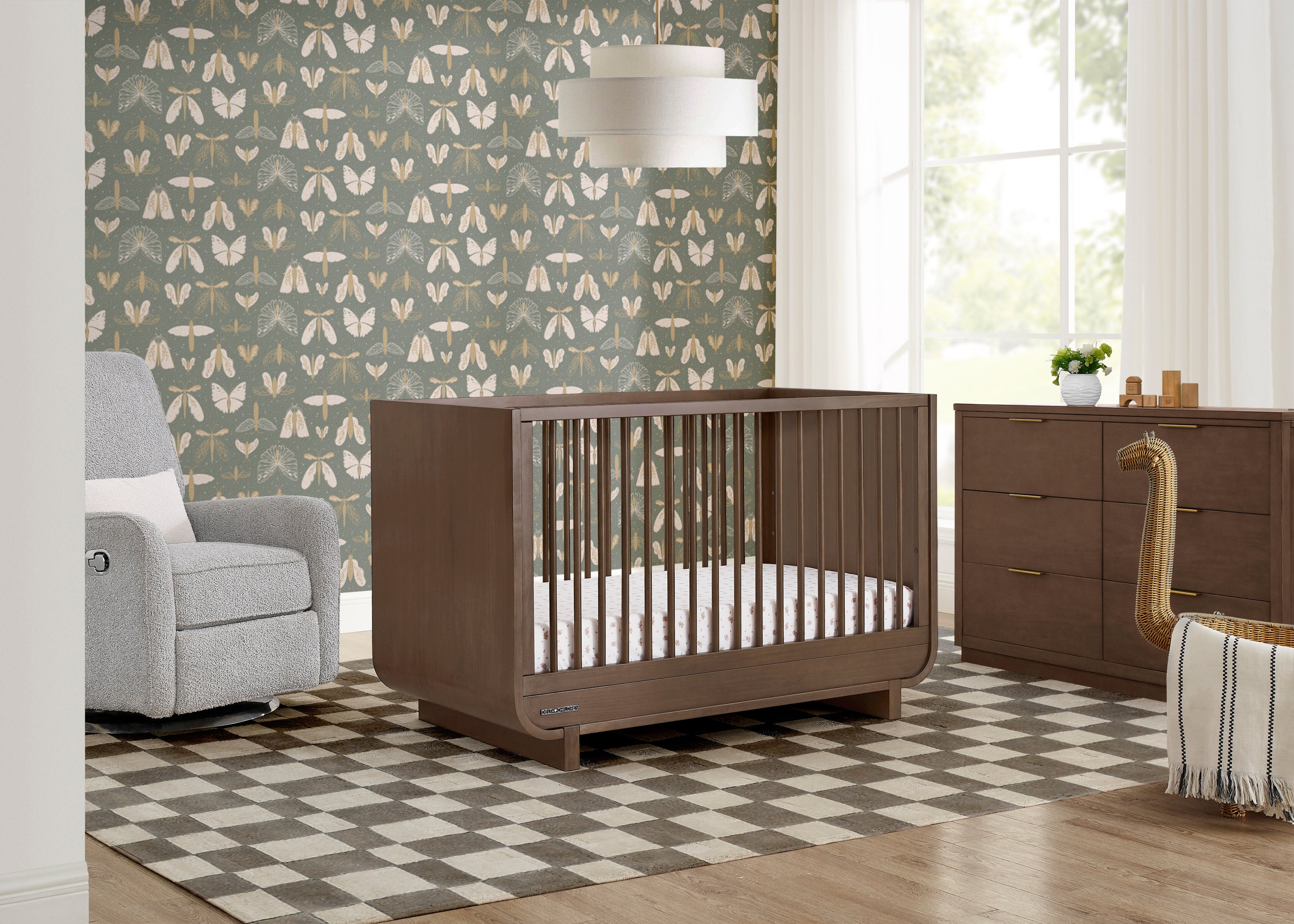 Rhodes 4-in-1 Convertible Baby Crib - White Wooden Nursery Bed with Toddler Rail & Daybed Conversion - Perfect for Newborn to Toddler Transition & Small Nursery Spaces