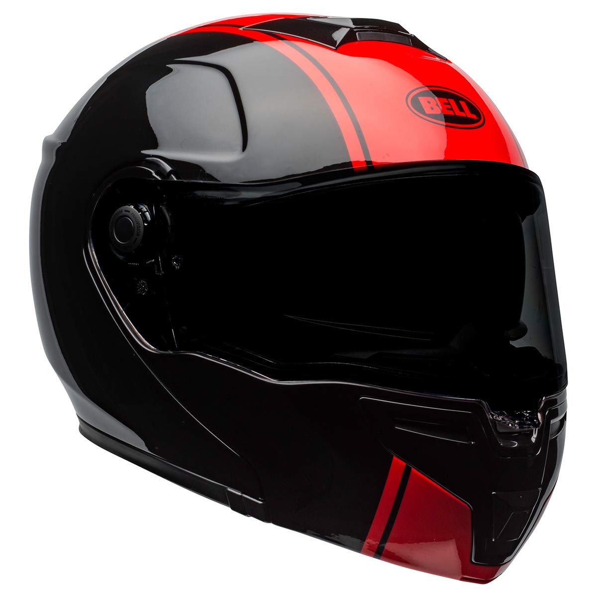 BELL SRT Modular Motorcycle Helmet (Ribbon Gloss Black/Red) - DOT Certified, Medium Size for Men & Women - Perfect for Street Biking, Commuting & Touring