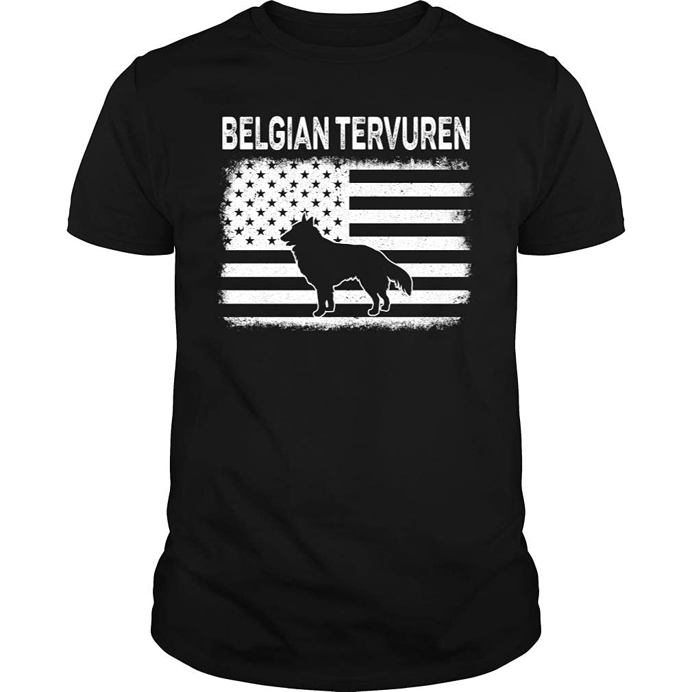 Belgian Tervuren American Flag T-Shirt - Unisex Cotton Dog Lover Tee for Casual Wear & Patriotic Events