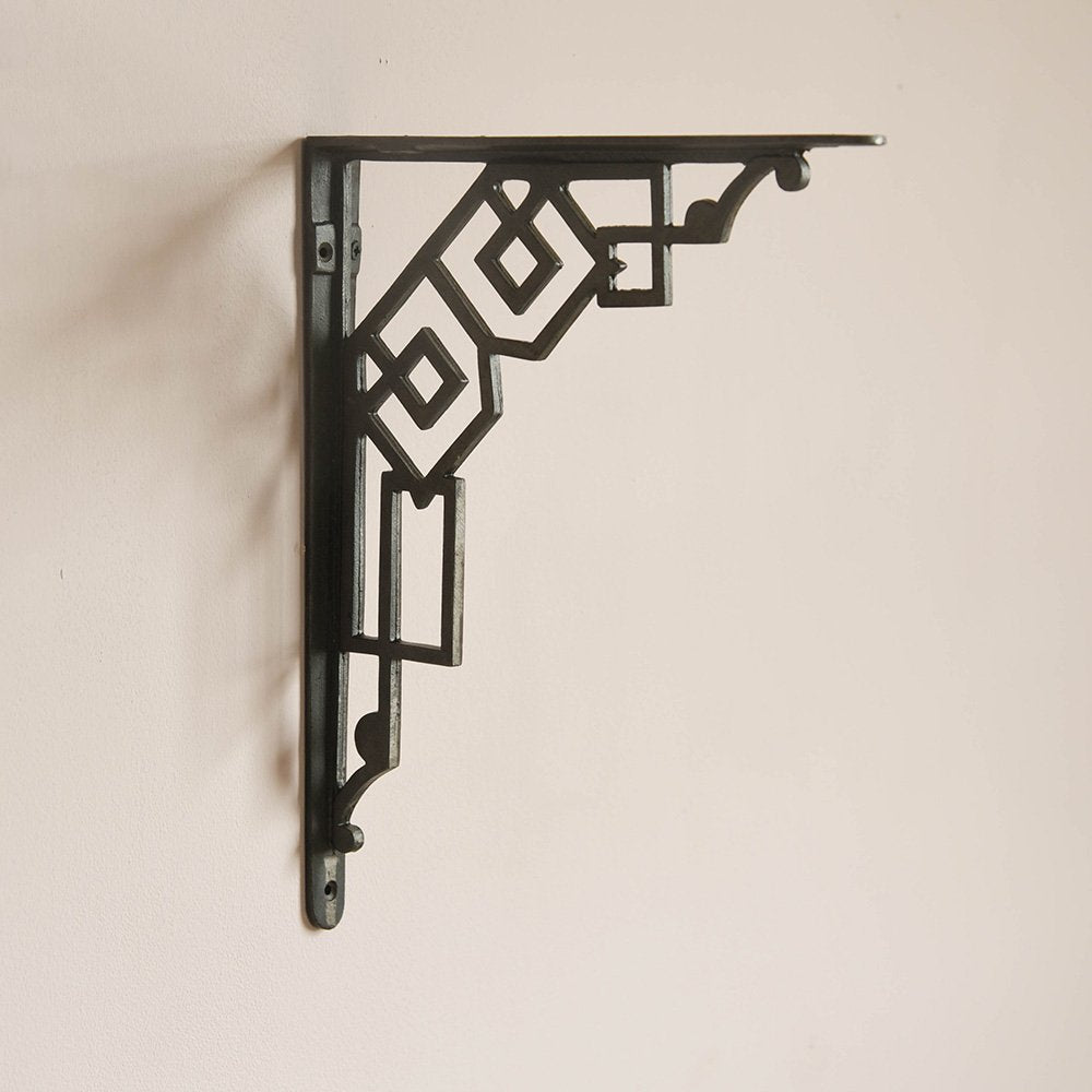 Vintage Art Deco Shelf Brackets - Heavy Duty Metal Wall Shelf Supports for Home & Office Decor - Perfect for Bookshelves, Floating Shelves, and Display Shelves