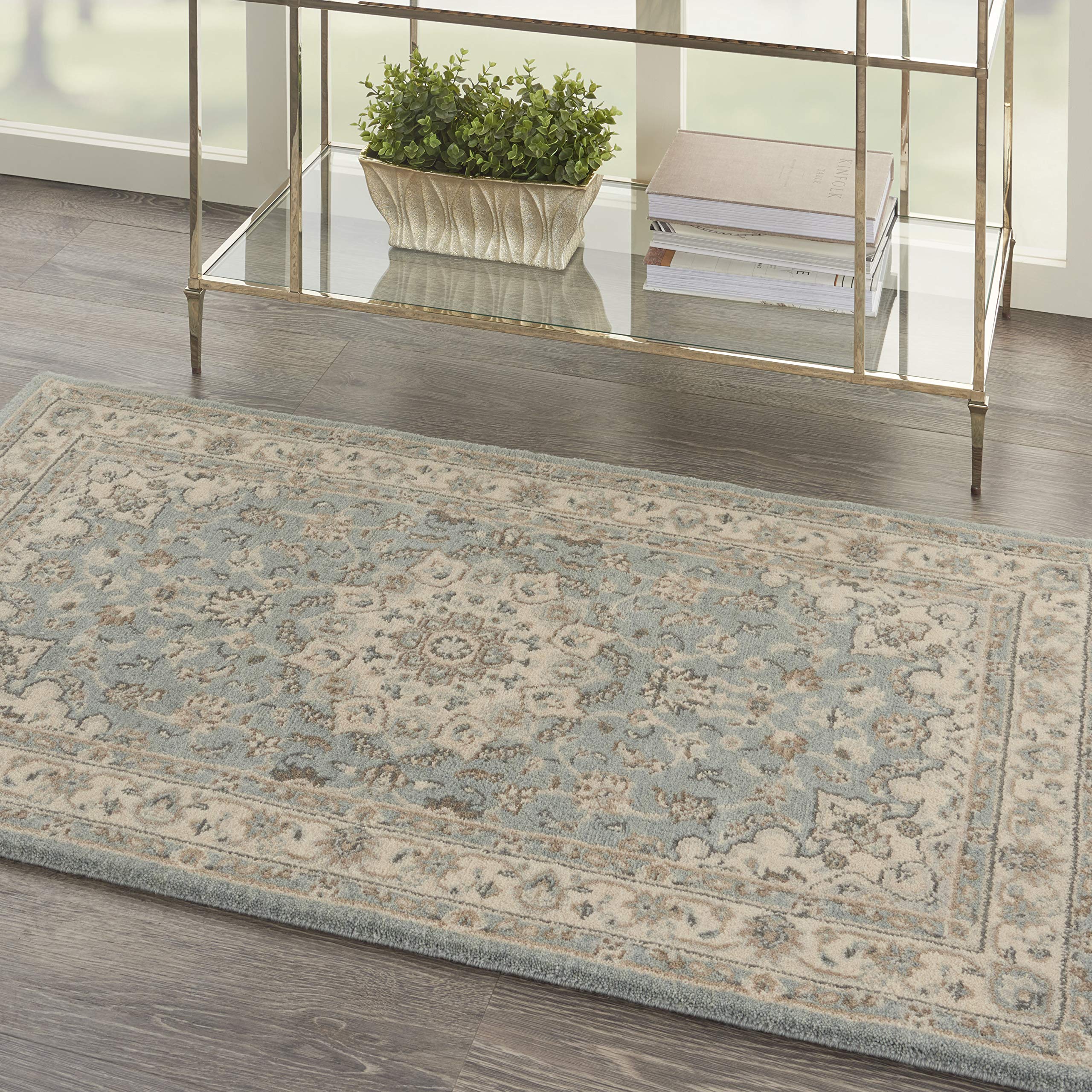 Nourison Living Treasures Floral Aqua/Ivory 2'6