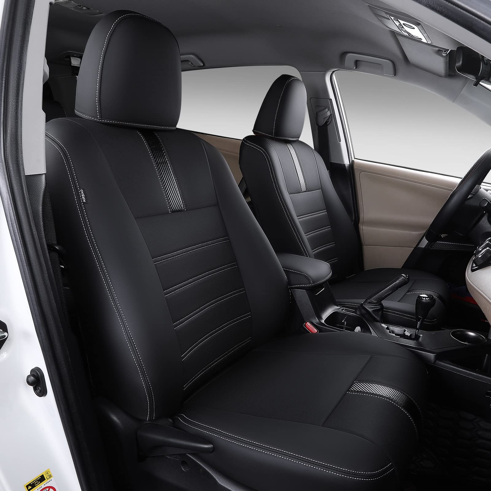 Premium PU Leather Car Seat Covers for 2013-2018 Toyota RAV4 (Limited/XLE/SE/Platinum/Adventure) - Black | Custom Fit, Durable & Comfortable | Perfect for Road Trips, Commuting & Family Protection