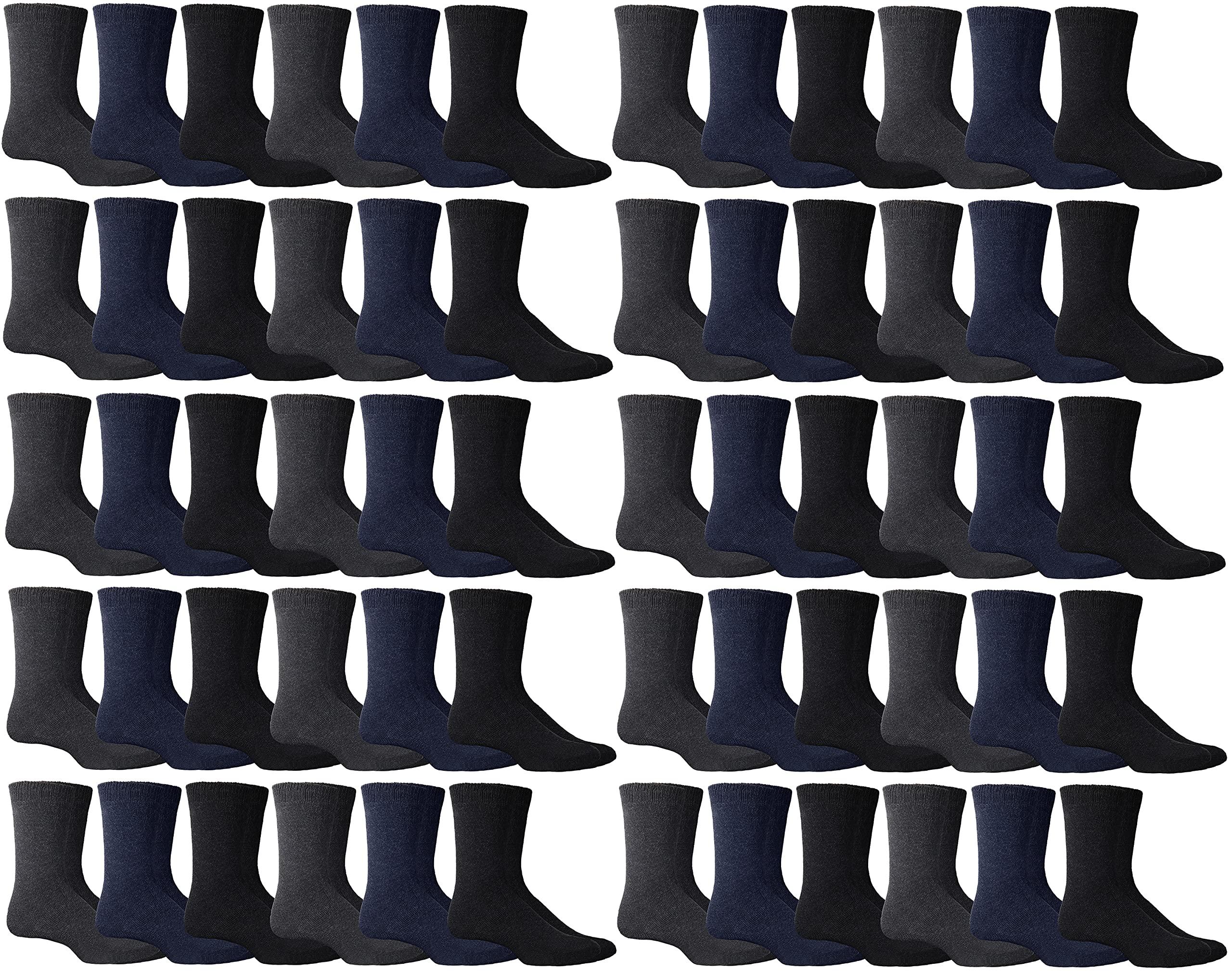 Yacht & Smith Men's Cotton Thermal Crew Socks - Warm Thick Boot Socks for Winter, Hiking & Outdoor Activities - 6-Pack Bulk