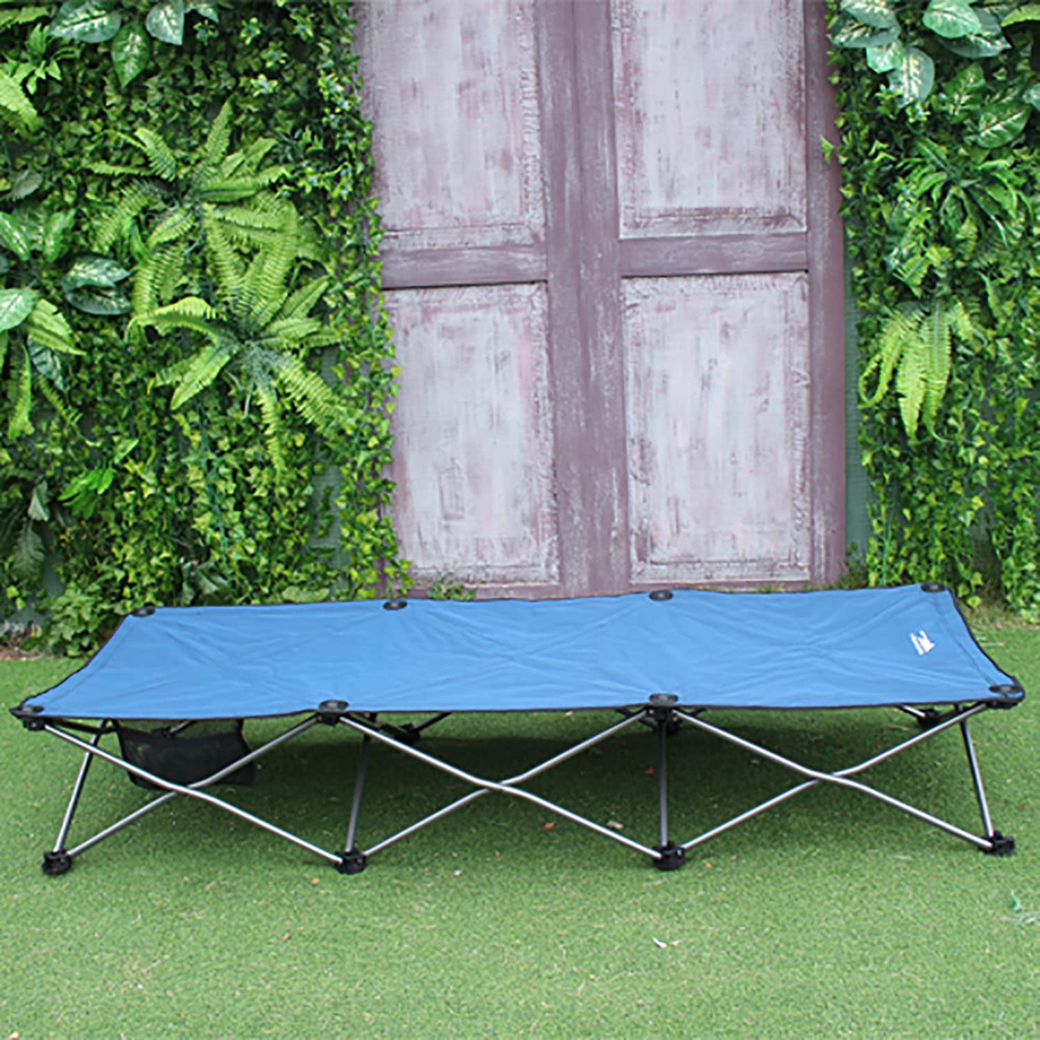 ZJEDM Portable Folding Travel Cot for Adults & Kids - Lightweight Compact Foldable Bed for Camping, Beach, Outdoor, Indoor Use - Perfect for Travel, Guest Sleepovers, Picnics (Blue)
