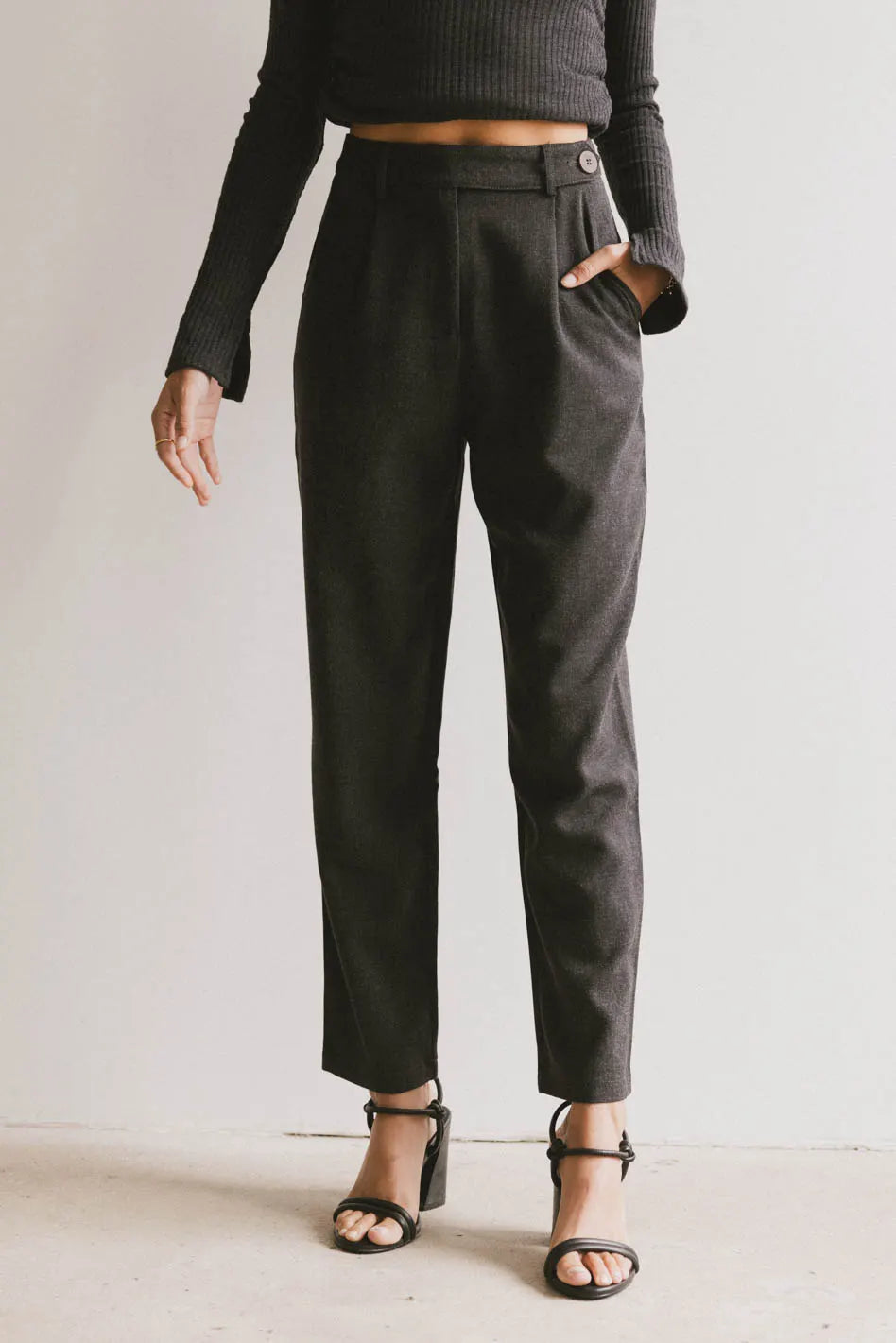 Kamryn Charcoal Trousers for Women - Slim Fit Stretch Dress Pants for Office & Business Casual Wear - Final Sale