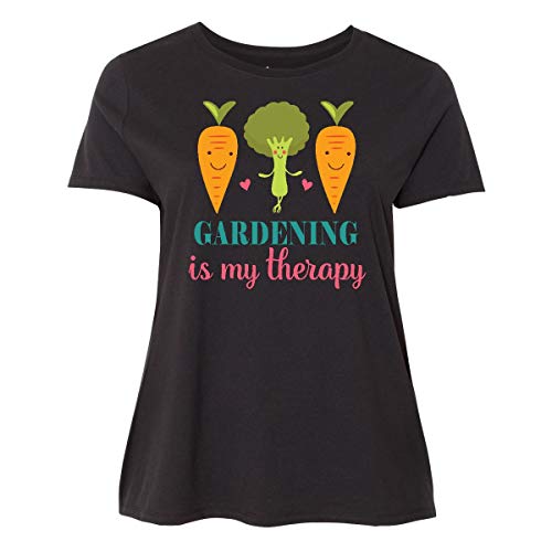 Inktastic Gardening is My Therapy Women's Plus Size T-Shirt - Comfortable Casual Tee for Plant Lovers, Garden Enthusiasts & Outdoor Activities