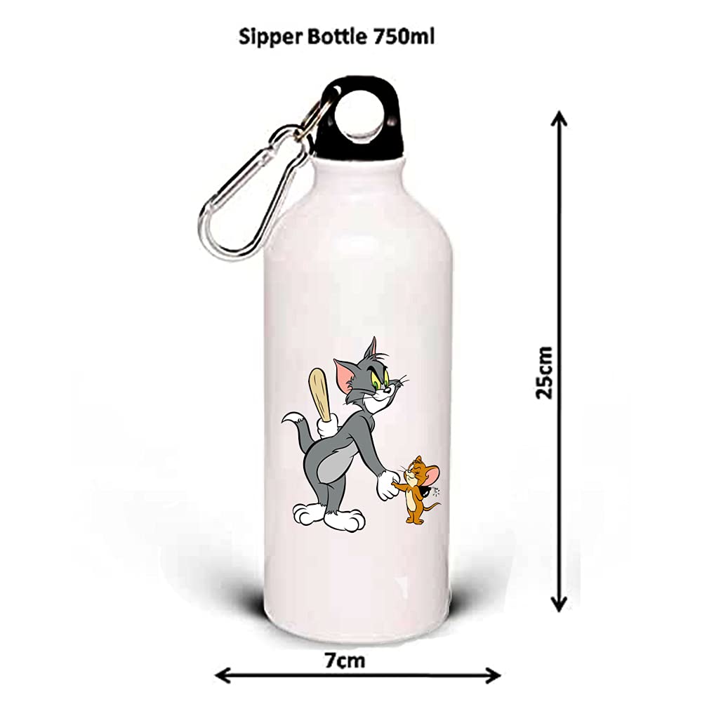 Tom and Jerry Themed APC-Sipper Bottle with Glossy Finish & Lock-On Cap - Perfect for Kids' Lunchboxes, School, Travel, and Outdoor Activities