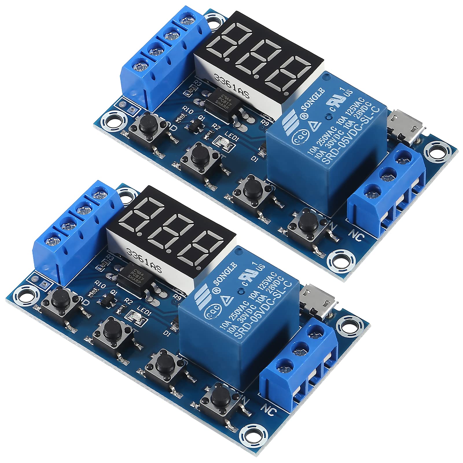 2PCS DC 6V-30V Digital Timer Relay Module with LED Display - Adjustable Trigger Cycle Delay Switch for Automation Control (Perfect for Home Automation, Industrial Equipment, and DIY Electronics Projects)