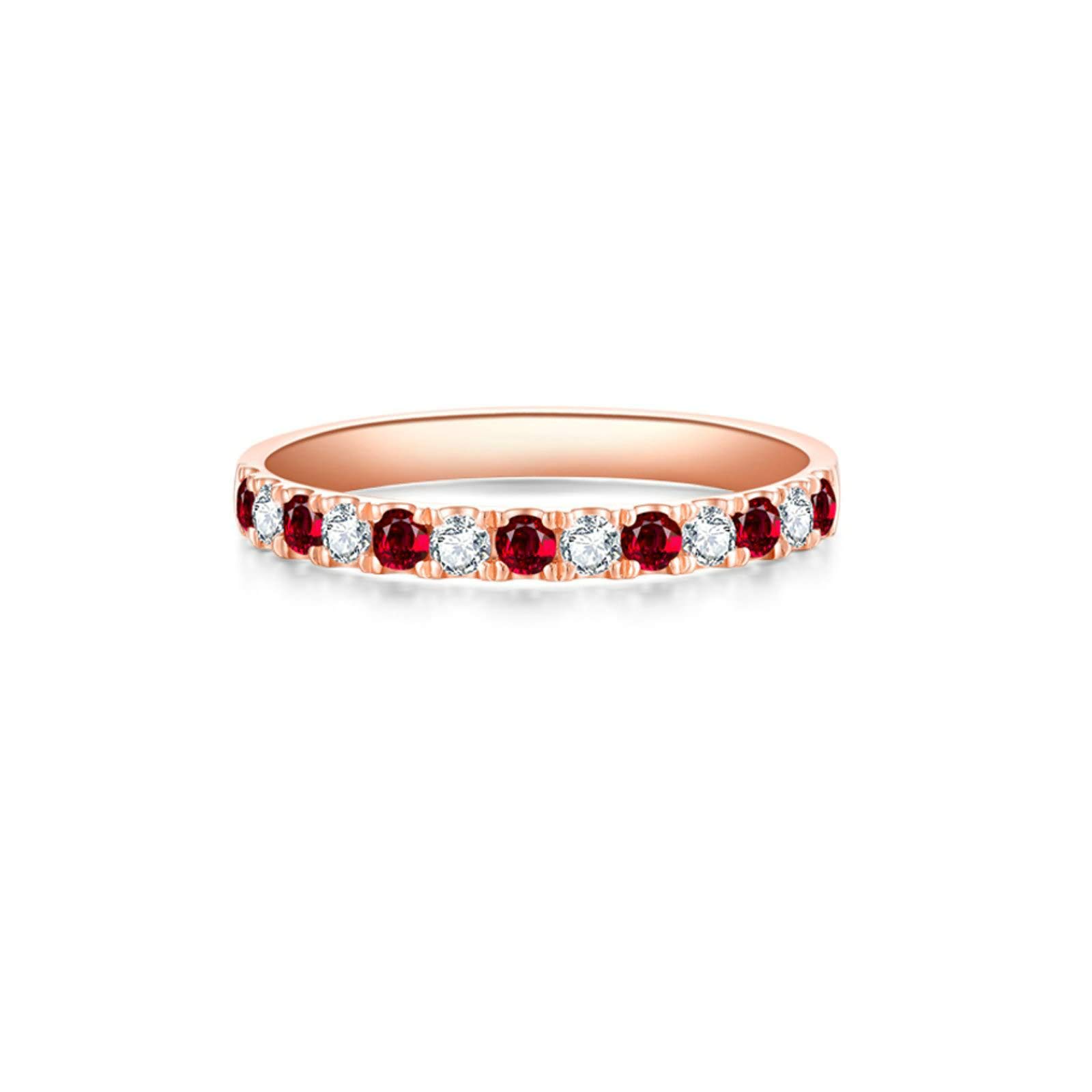 18K Rose Gold Engagement Ring for Women with 0.09ct Ruby/Sapphire & 0.07ct Diamond - Wedding Band, Anniversary Gift, Promise Ring - Perfect for Proposals, Bridal Jewelry & Special Occasions