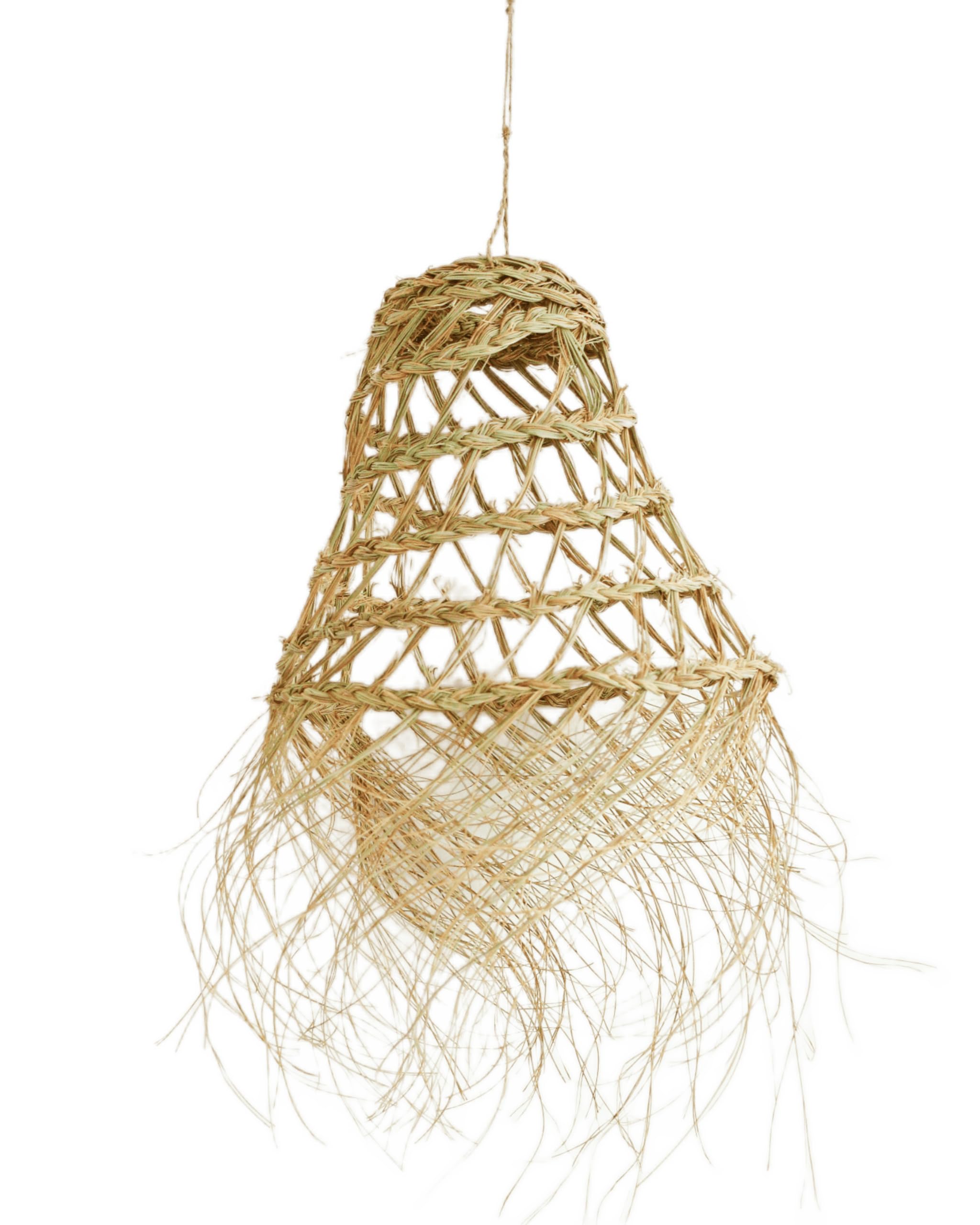 Handwoven Moroccan Lampshade with Fringes - Straw Pendant Light - Boho Chic Home Decor - Artisan Crafted Lighting for Living Room, Bedroom & Dining Area