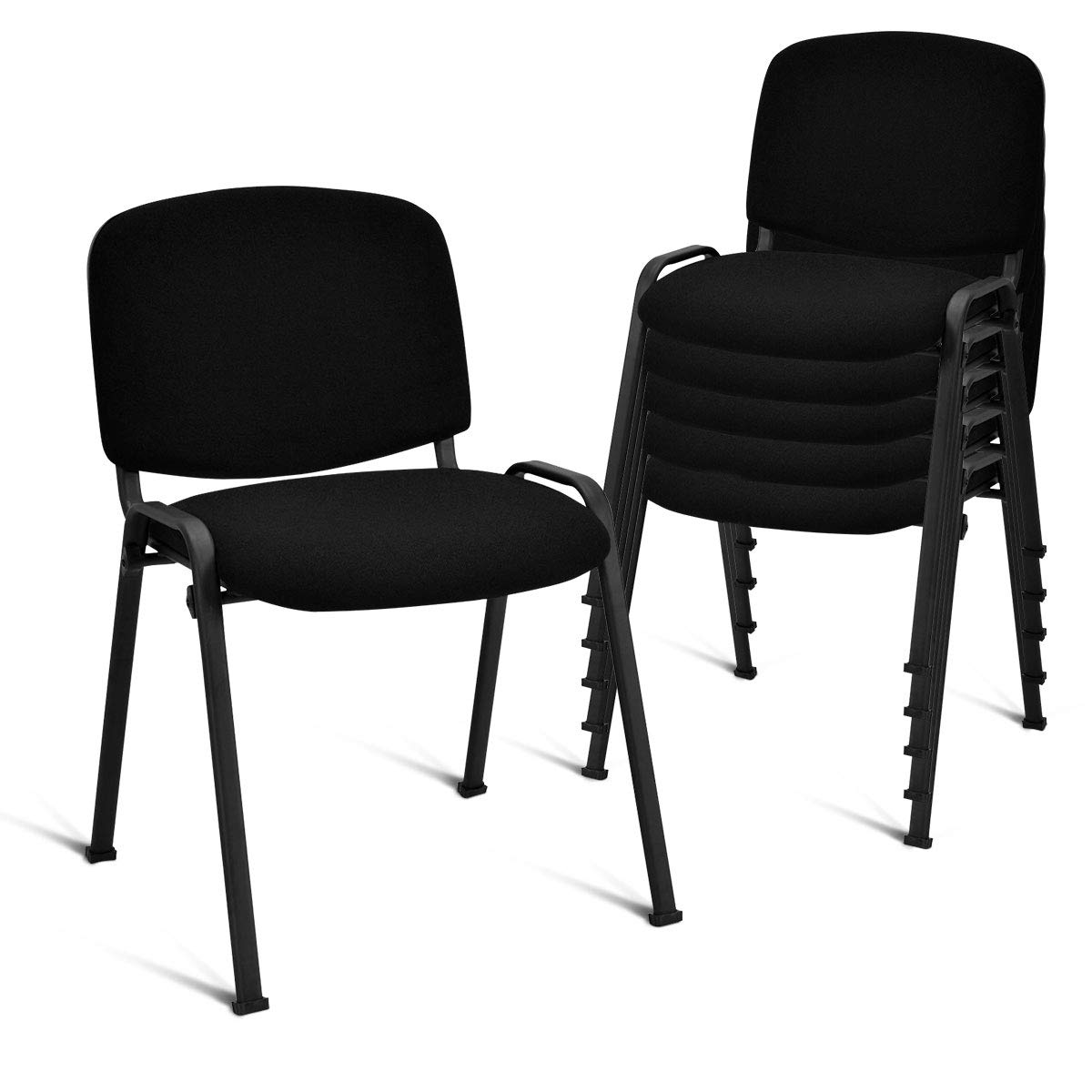 Stackable Metal Frame Waiting Room Chairs with Padded Cushion - 5-Pack Ergonomic Conference Chairs for Office, Reception, Events & Meetings - Durable Guest Seating Solution for High-Traffic Areas