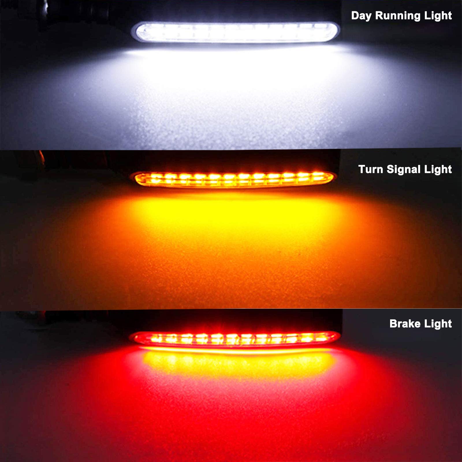 12V Motorcycle LED Turn Signal Lights - Flowing Sequential Indicators with Daytime Running & Brake Lights (Pack of 4) - Universal Fit for Cruiser, Sport Bike & Harley Davidson - Enhance Visibility & Safety for Night Riding & Daily Commute