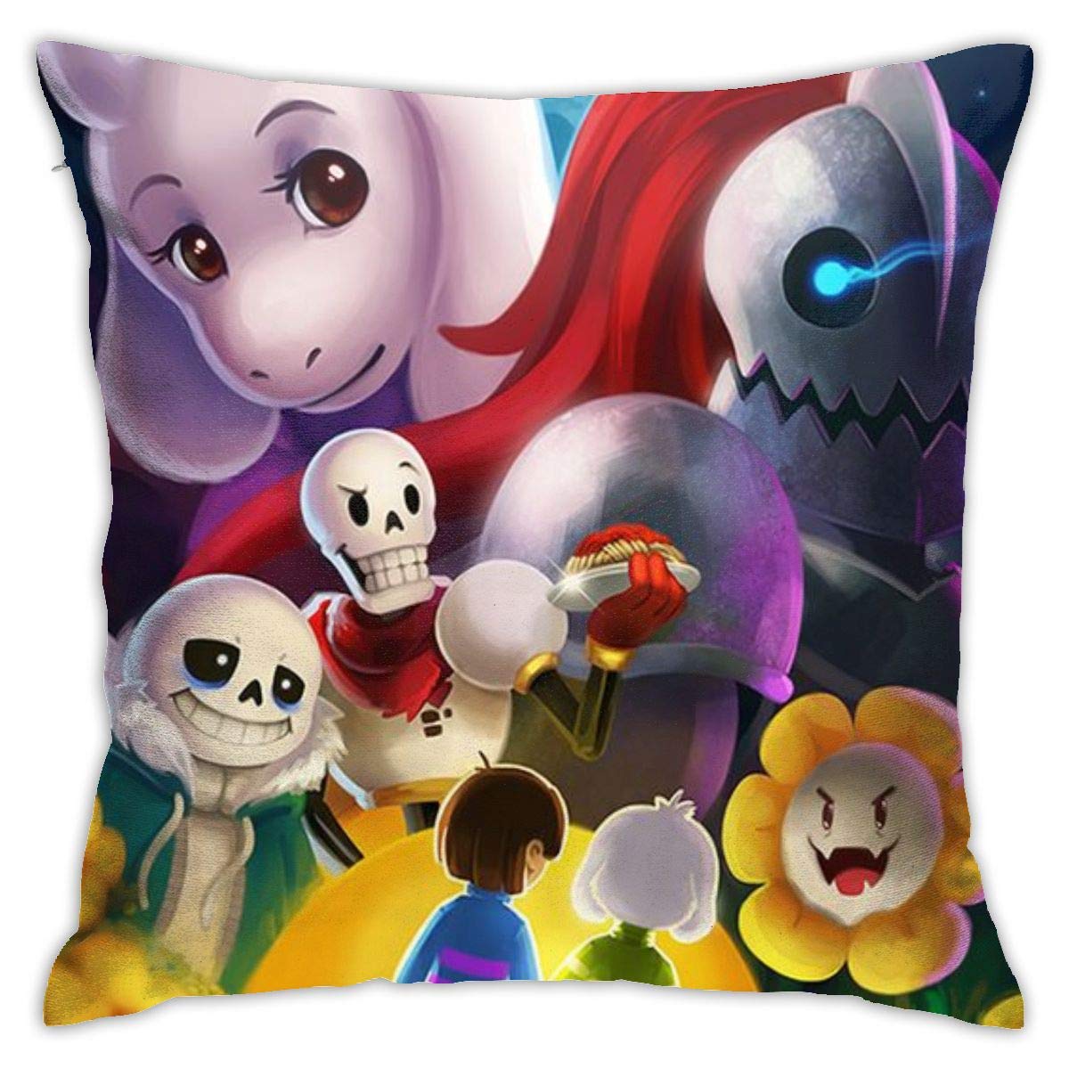 Undertale Smile Throw Pillow Covers 18x18 Inch (45x45cm) - Soft Cushion Cases for Sofa, Couch, Bed - Fun Gaming Home Decor for Fans & Gamer Room Aesthetics