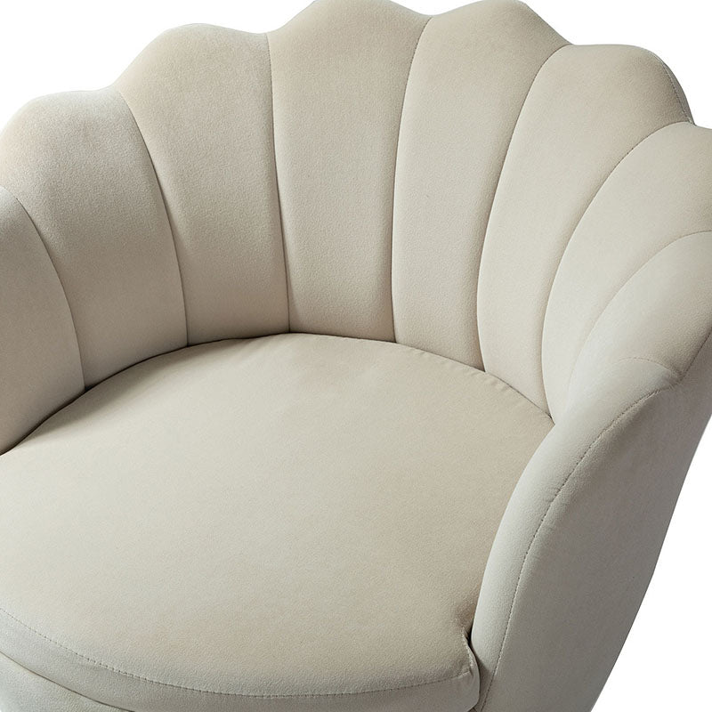 Evelia Velvet Scalloped Barrel Chair - Luxurious Velvet Accent Chair with Curved Back for Living Room, Bedroom & Office - Perfect for Reading Nook, Lounge Area or Home Decor