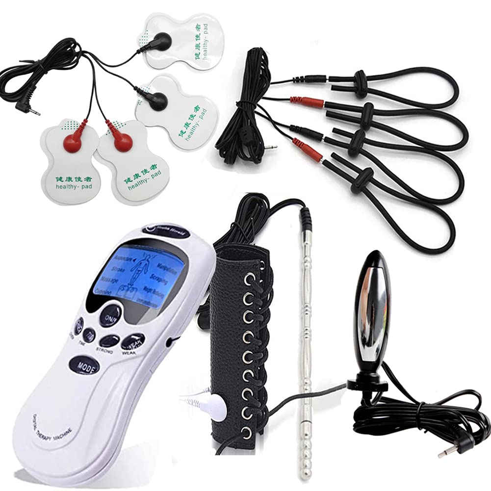 Estim Electro Stimulation Sex Toy Set - Electric Shock Anal Plug, Dildo, Cock Ring, Penis Cover & Urethral Dilators for BDSM, SM & Couples Play - Enhance Intimacy & Sensation in the Bedroom