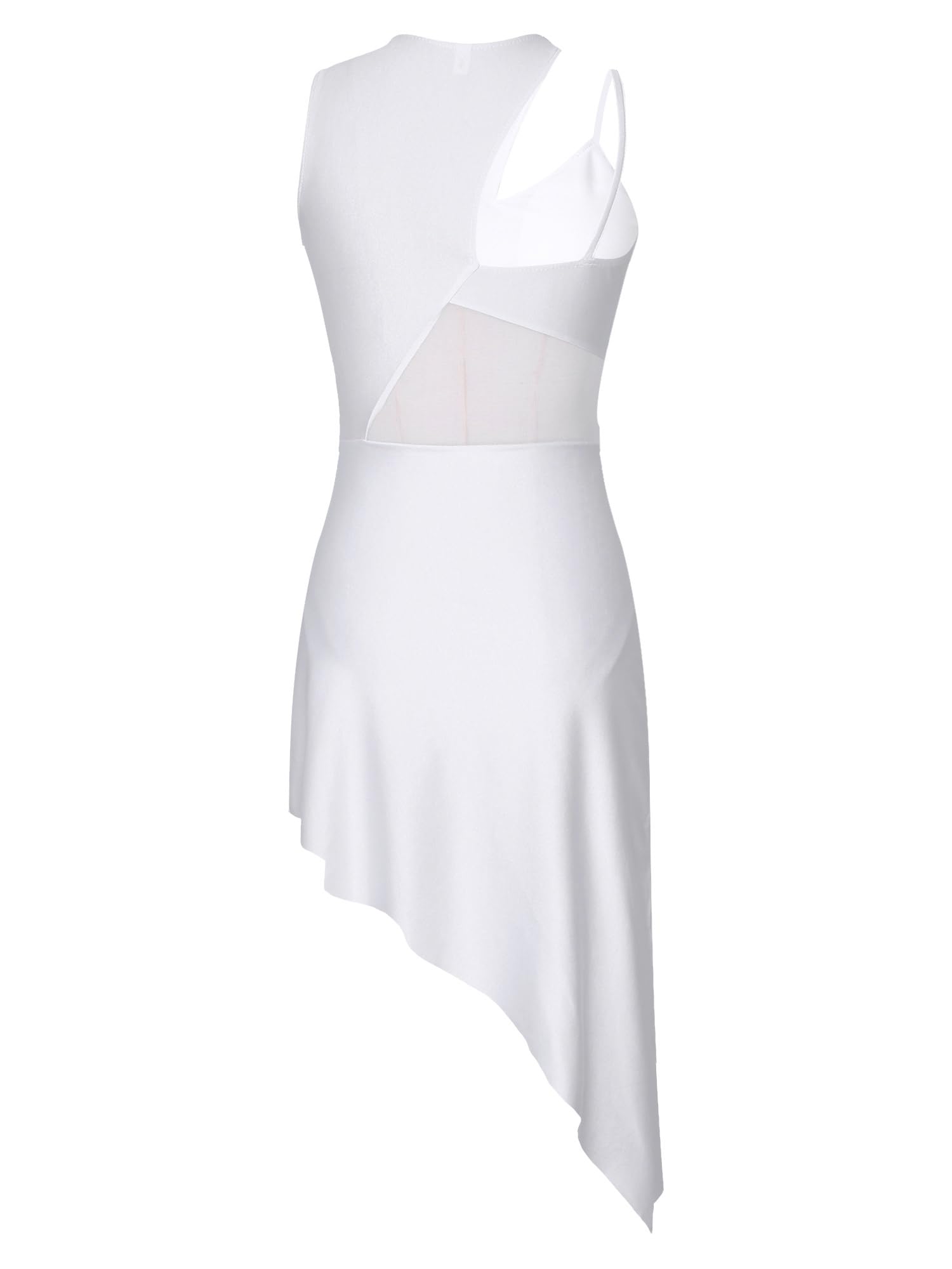 Women's Elegant Lyrical Sleeveless Latin Dance Dress Ballroom High Low Leotard Performance Costume for Competitions & Showcases