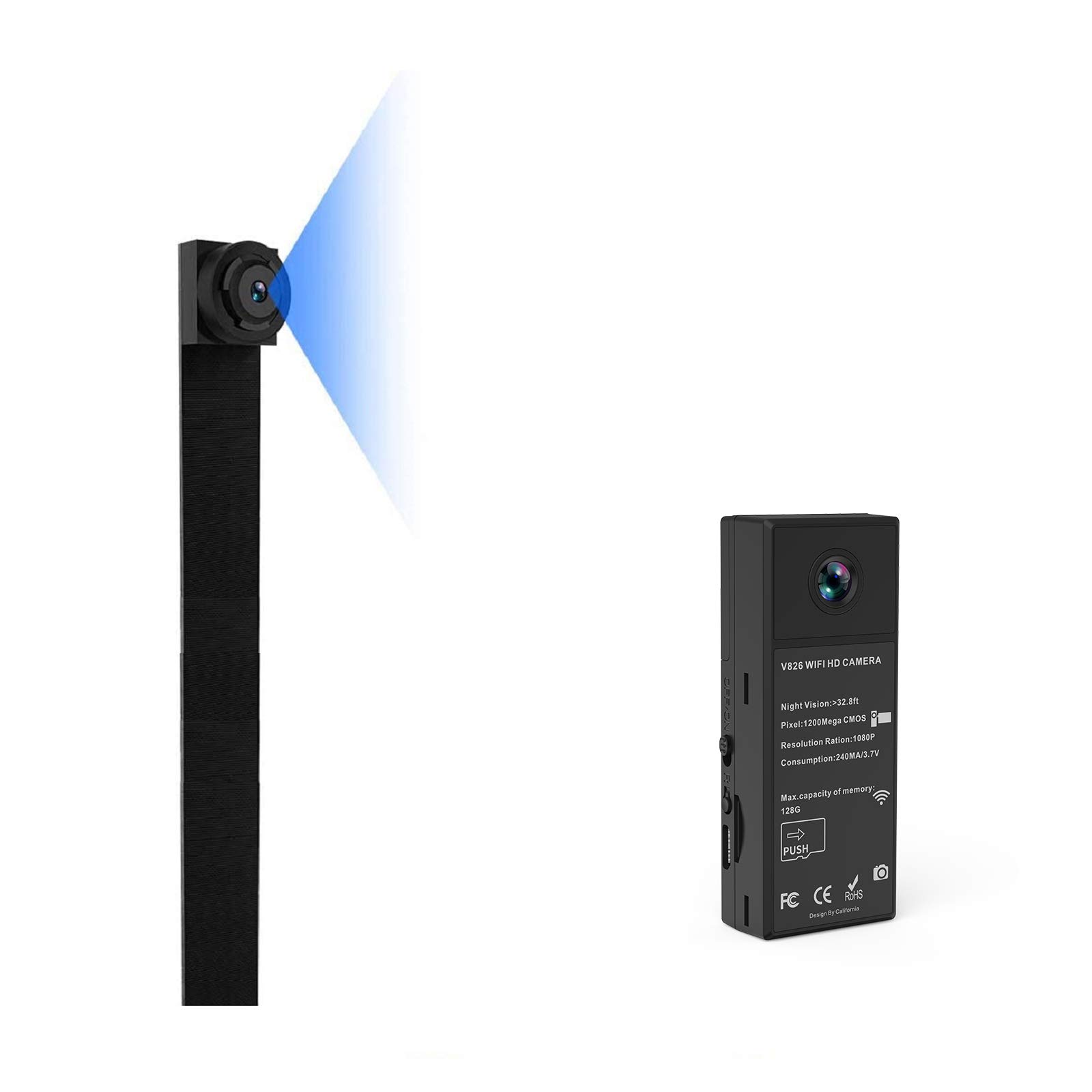 Hidden Spy Camera WiFi 1080P - Wireless Mini Security Camera with 150° Wide Angle, Night Vision & Motion Detection | DIY Interchangeable Lens Covert Nanny Cam for Home Surveillance & Office Monitoring