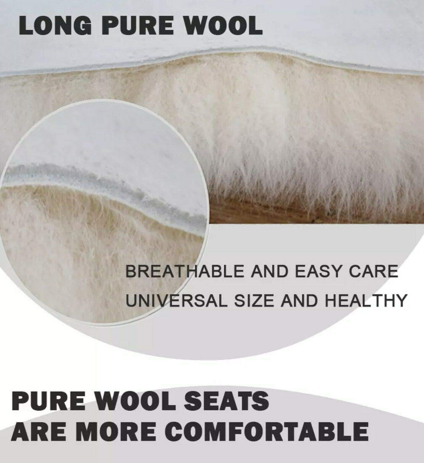 Genuine Sheepskin Car Seat Covers - Luxury Long Wool Fur Front Seat Covers Set for Winter, Universal Fit (White/Grey) | Warm & Comfortable for Cold Weather Driving, Road Trips, and Daily Commute