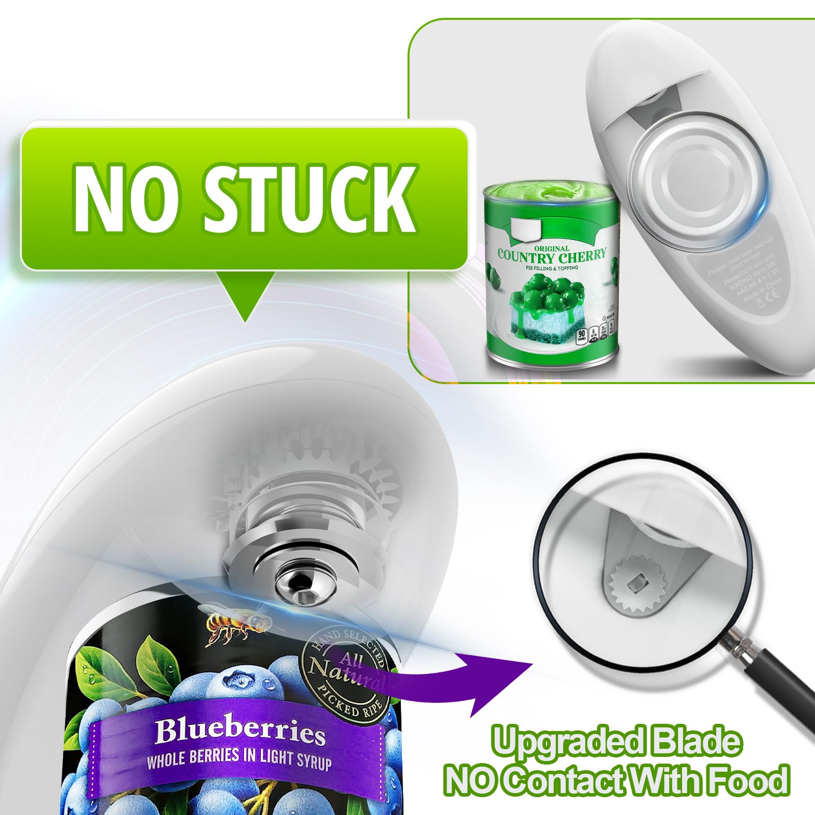 One Touch Electric Can Opener - Battery Operated Hands-Free Kitchen Gadget for All Can Sizes with Smooth Edge - Ideal for Seniors, Arthritis Users & Professional Chefs - Perfect for Home Kitchens, Restaurants, and Camping