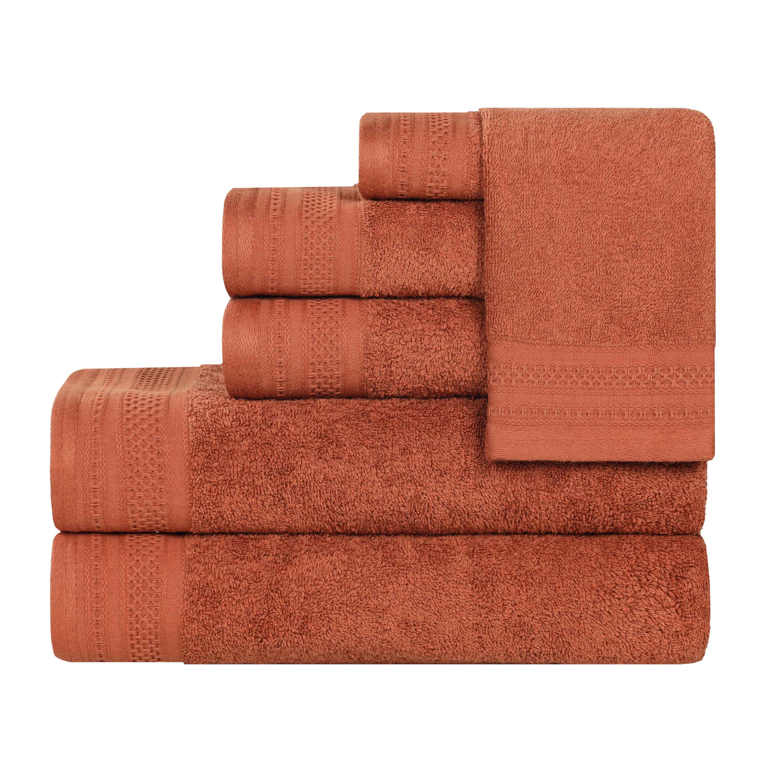 Premium Honeycomb Waffle Weave Cotton 6-Piece Bath Towel Set - Ultra Soft & Absorbent Luxury Towels for Spa, Bathroom & Guest Use