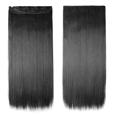 Chanderkash® 24-Inch Straight Clip-In Hair Extensions for Women & Girls - 5 Clips, Natural Black | Perfect for Daily Wear, Parties & Cosplay