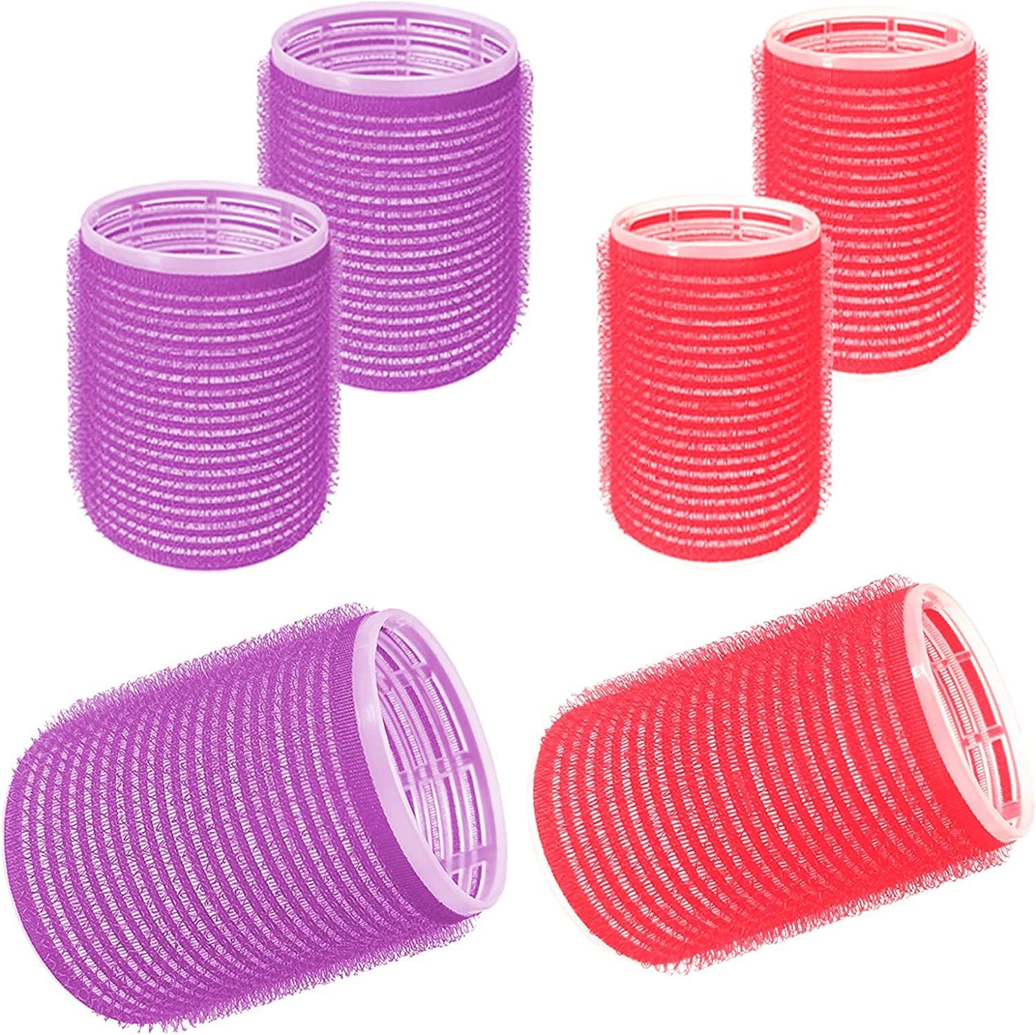 SIYAA Jumbo Hair Rollers Set - 6 Pack Large Self Grip Salon Hair Curlers (3 Jumbo + 3 Large) for Voluminous Curls & Waves - Perfect for Home Styling, Salon Use & Special Occasions