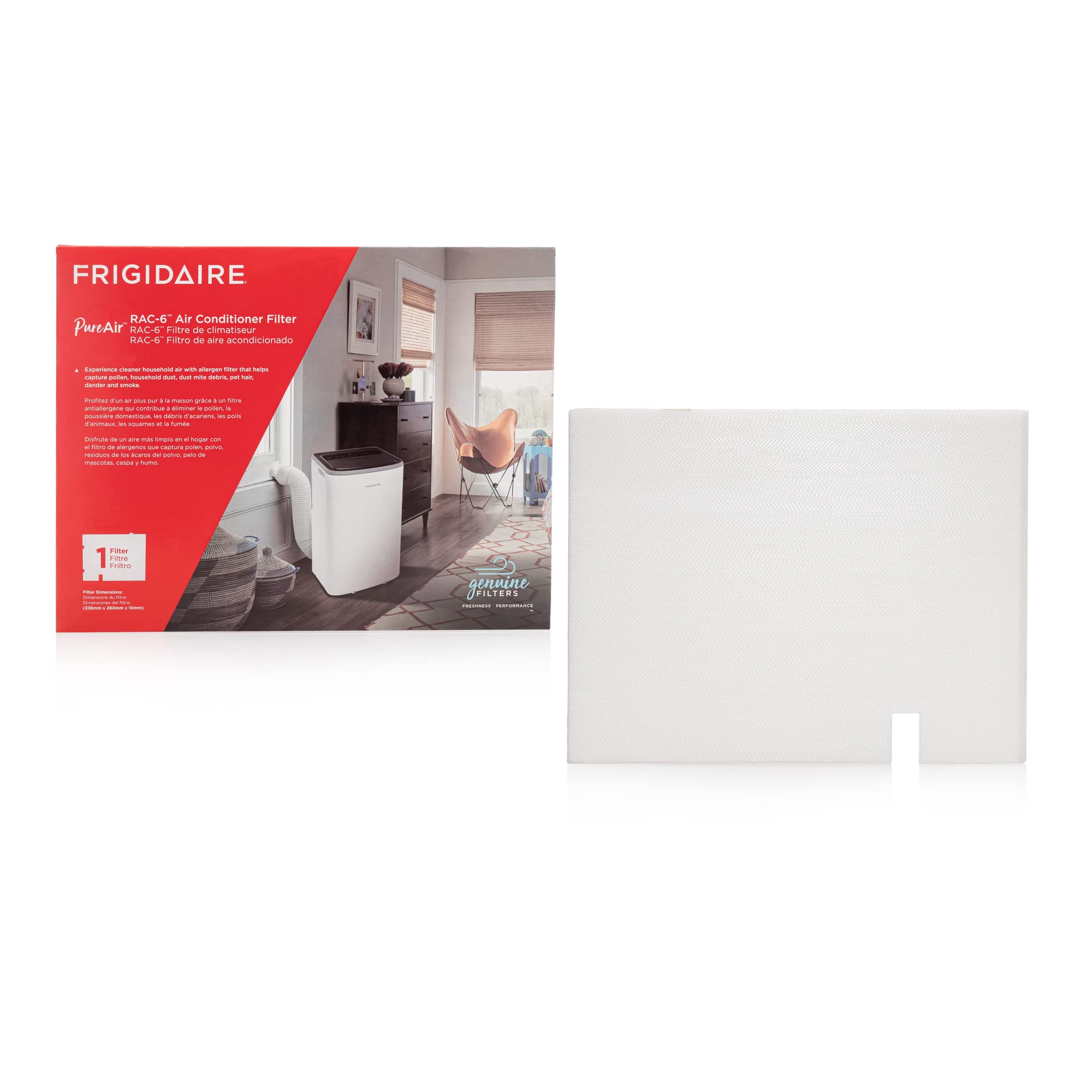 Frigidaire PureAir RAC-6 Replacement Air Conditioner Filter - High Efficiency HVAC Air Filter for Home Cooling System | Perfect for Bedroom, Living Room & Office Use