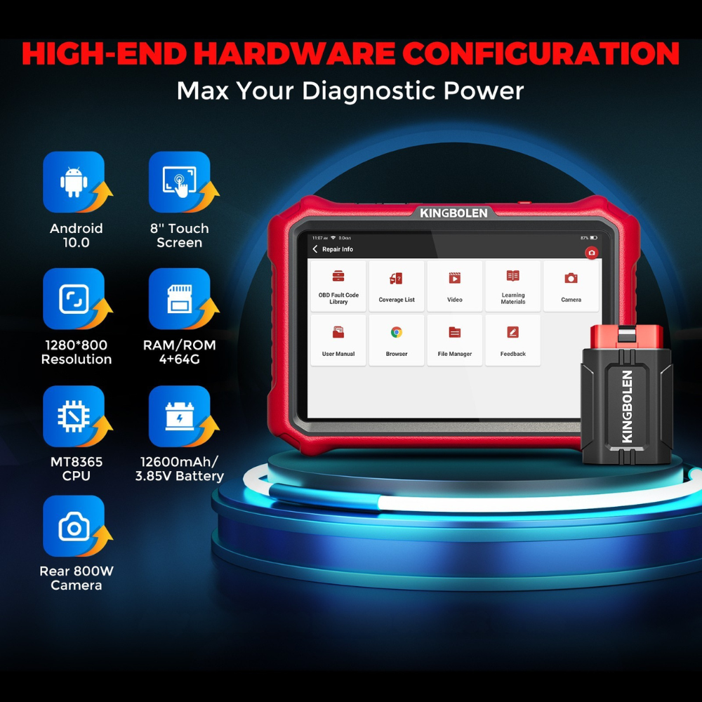 KINGBOLEN K8 PRO OE Level Car Diagnostic Scanner Tool - Bluetooth 8 Wireless OBD2 Scanner with Lifetime Free Updates, ECU Coding, Bi-Directional Control, 34+ Reset Functions, CANFD & DOIP Support, FCA AutoAuth - Perfect for Professional Mechanics & DIY Car Repair