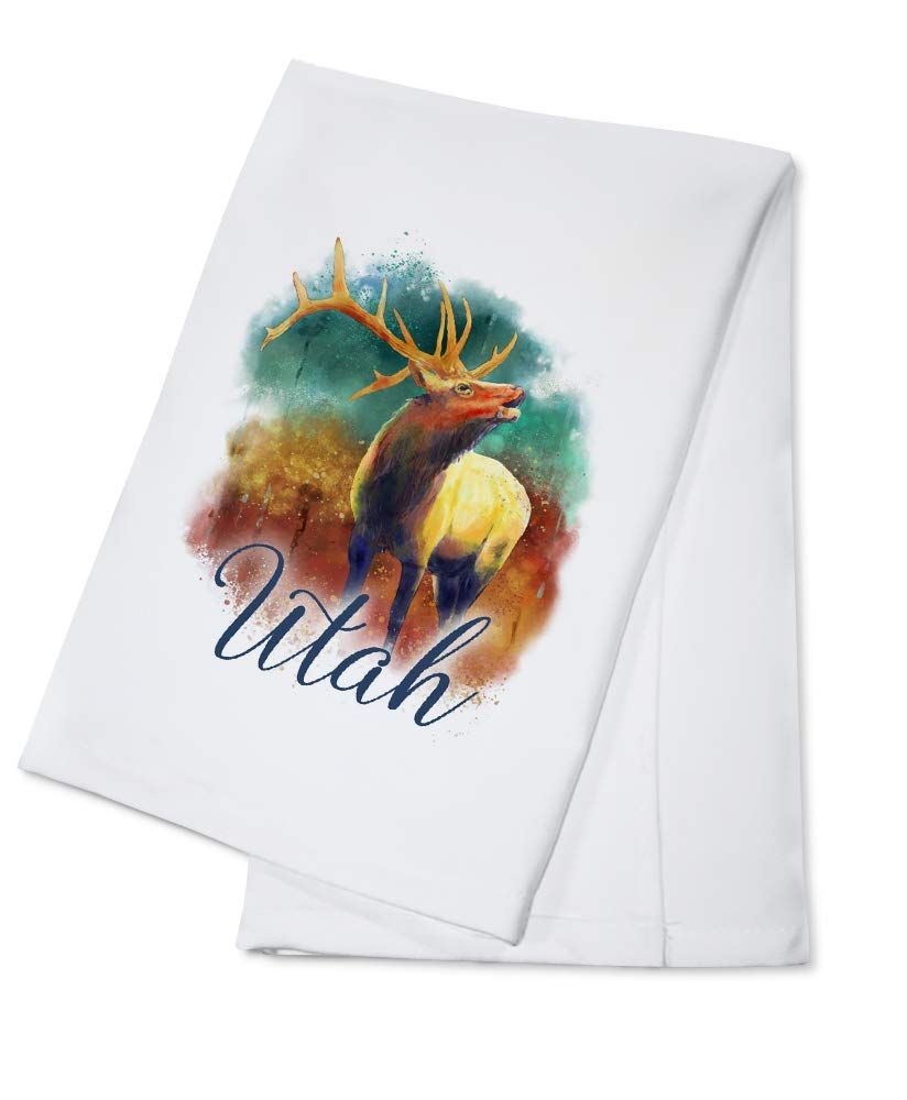Utah Elk Watercolor Cotton Tea Towel - 100% Premium Cotton Decorative Hand Towel for Kitchen & Home Decor | Perfect for Farmhouse, Cabin, or Rustic Style Homes