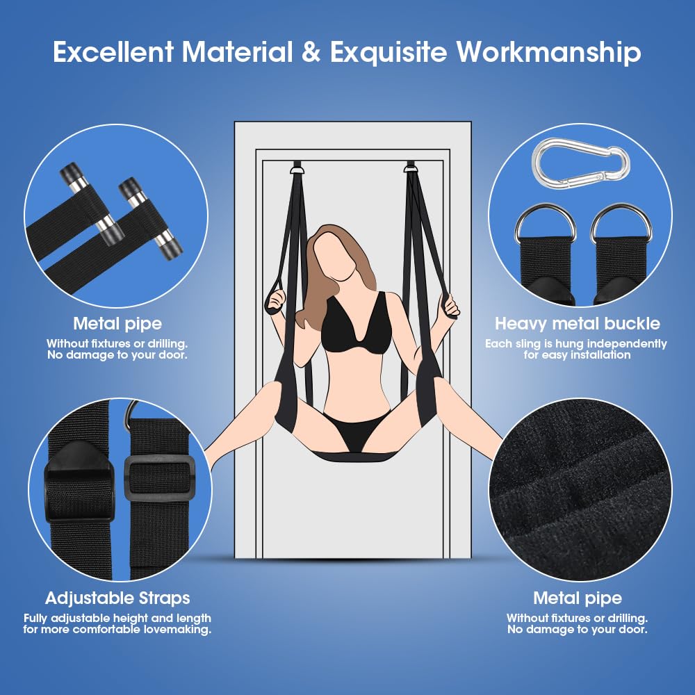360° Spinning Adjustable Sex Swing for Couples - 2-in-1 BDSM Bondage Restraint with Premium Stand & Comfortable Thick Straps | Bedroom, Adult Play, Spice Up Relationship, BDSM Scenes
