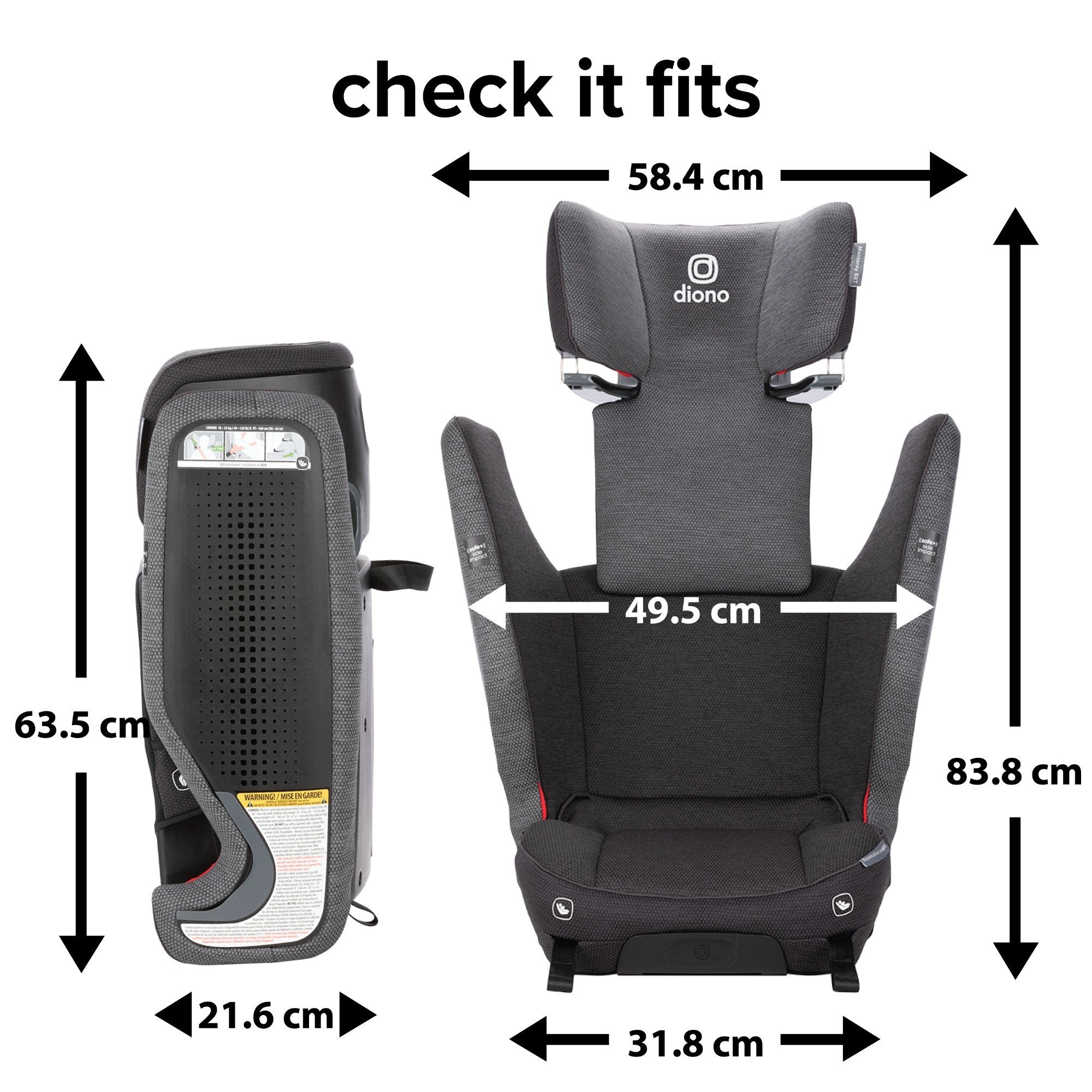 Diono Monterey 6XT SafePlus High Back Booster Car Seat for Kids - Safe & Comfortable Convertible Car Seat for Toddlers - Perfect for Travel, School & Family Road Trips
