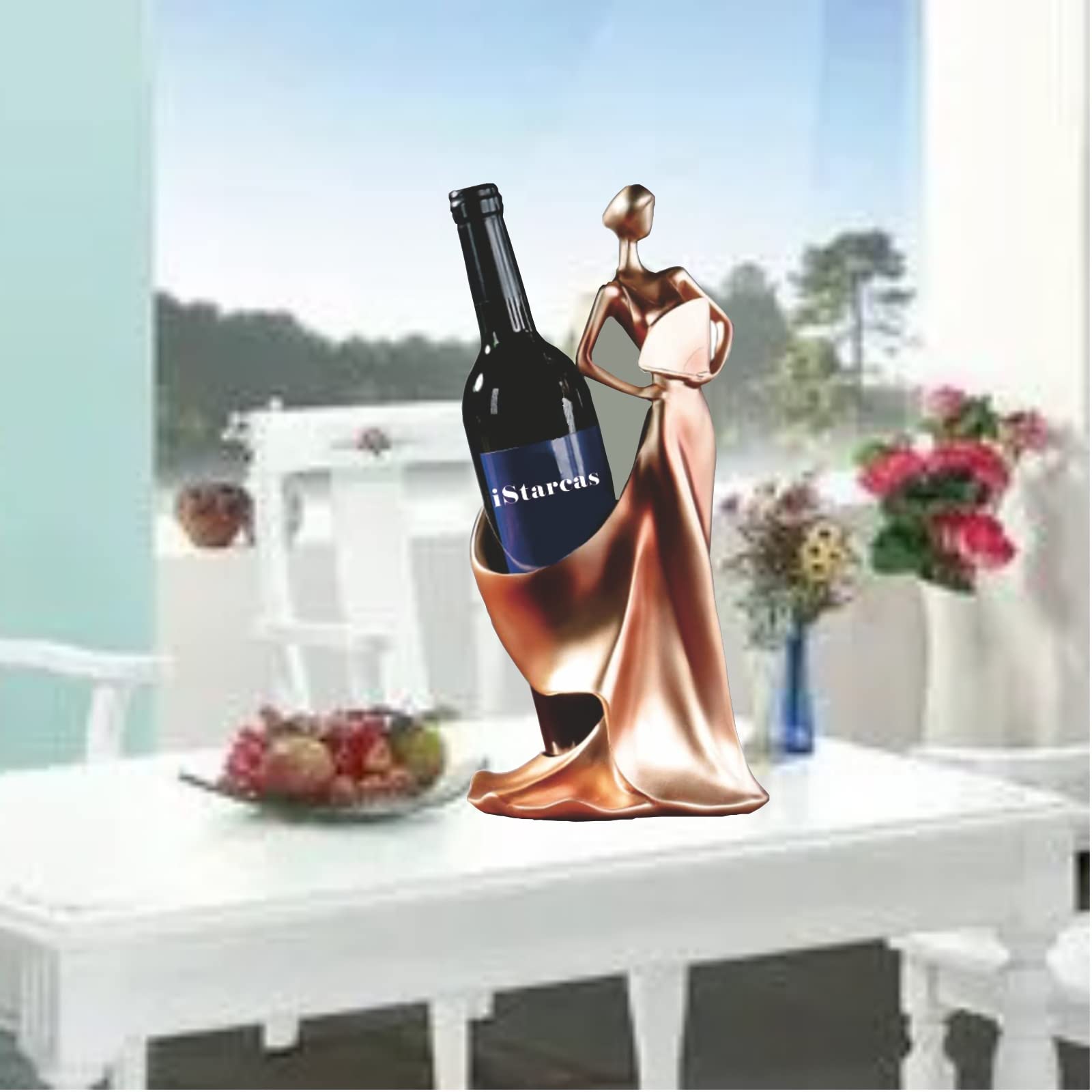 Elegant Lady Wine Bottle Holder - Decorative Countertop Wine Rack for Kitchen, Home Bar & Tabletop Decor | Perfect Gift for Wine Lovers & Home Decor Enthusiasts | Great for Parties, Dining Rooms & Wine Cellars