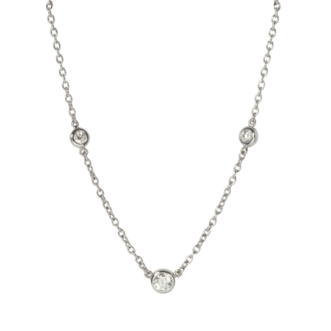 0.36ctw Diamond by the Yard 3 Station Necklace in 14K White Gold - Elegant Layered Jewelry for Women, Perfect for Weddings, Anniversaries & Special Occasions