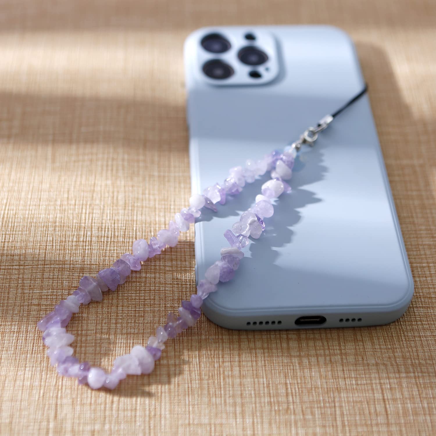 2 Pcs Natural Gemstone Phone Charms - Stylish Phone Chain Strap & Lanyard for Women & Girls | Compatible with iPhone, Android & AirPods | Perfect for Everyday Use, Gifts & Accessories